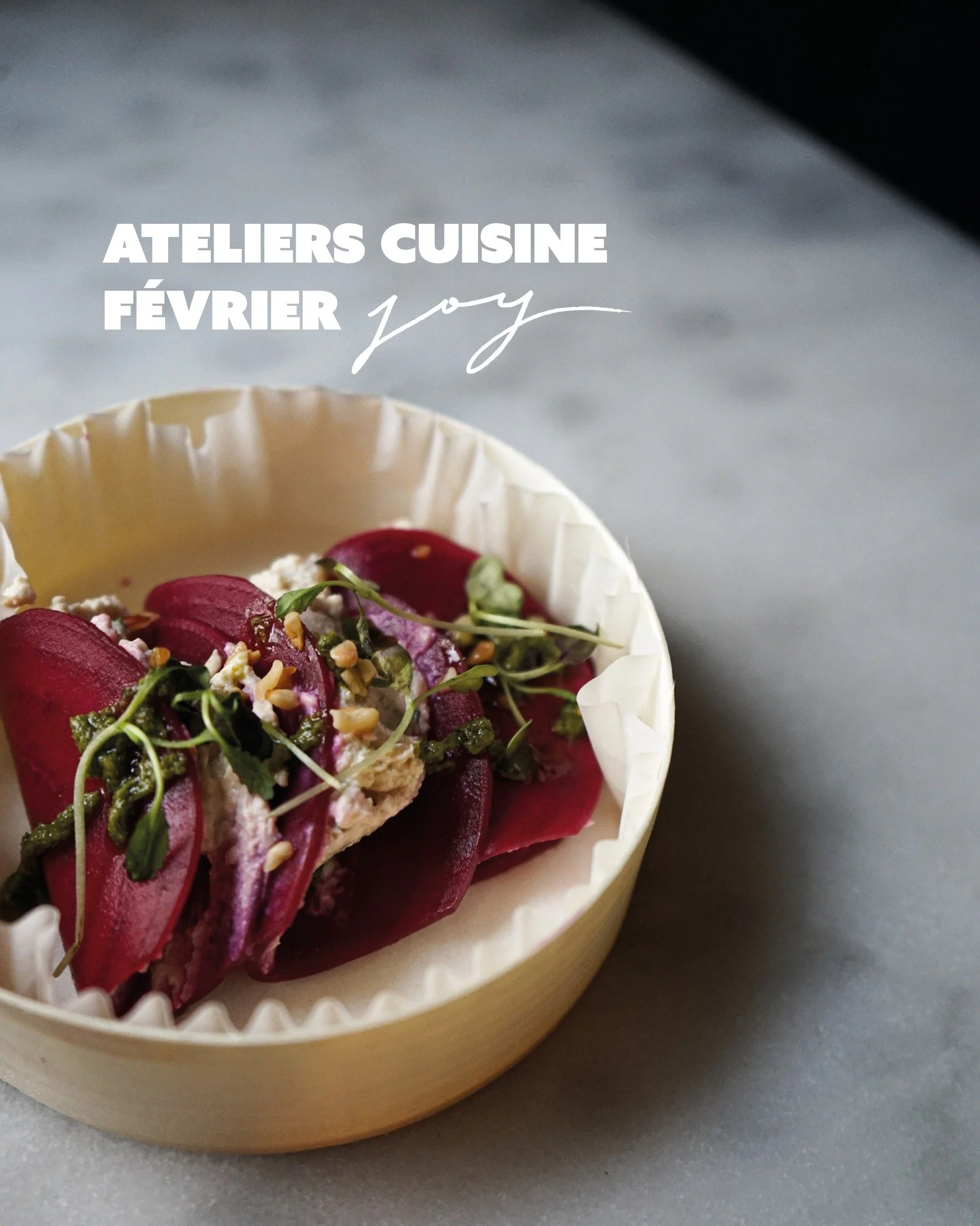 Prochains ateliers cuisine 🧑&zwj;🍳

Trois rendez-vous &agrave; noter dans vos agendas pour un mois de f&eacute;vrier cr&eacute;atif et intuitif en cuisine avec nous 🫰🏻🧡

✨ Les recettes de chaque atelier ✨ 
Adapt&eacute;es &agrave; la saison et &