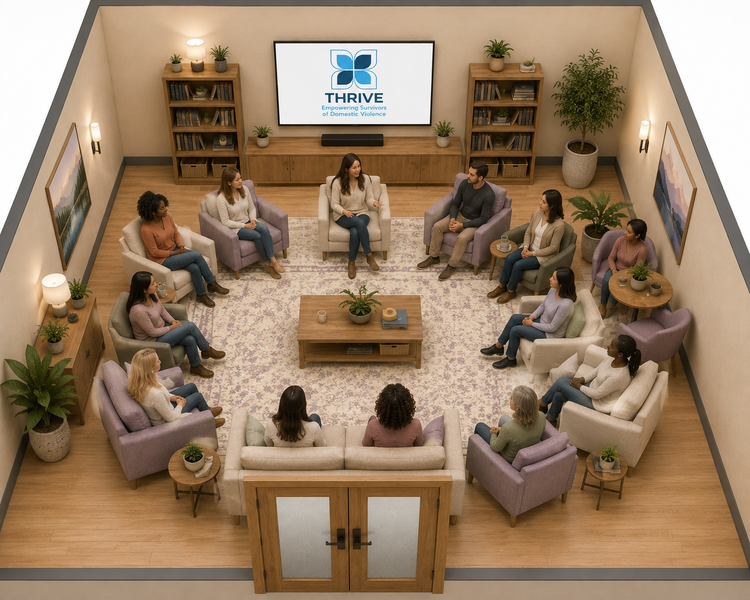 Artist rendering of the Thrive Center group room
