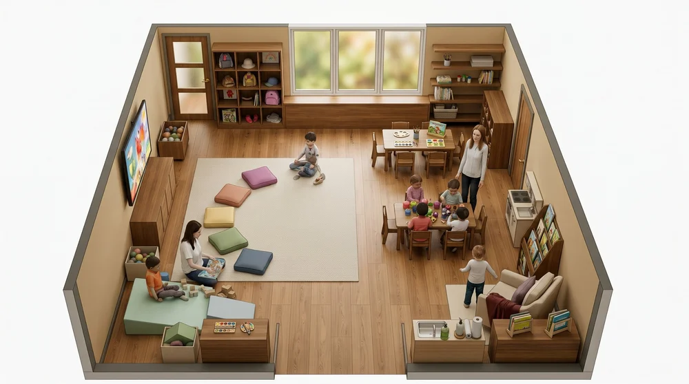 Artist rendering of the Thrive Center childcare room