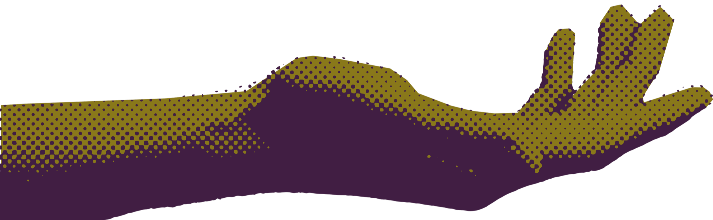 Pop art style illustration of a human hand with a dotted pattern, reaching out.
