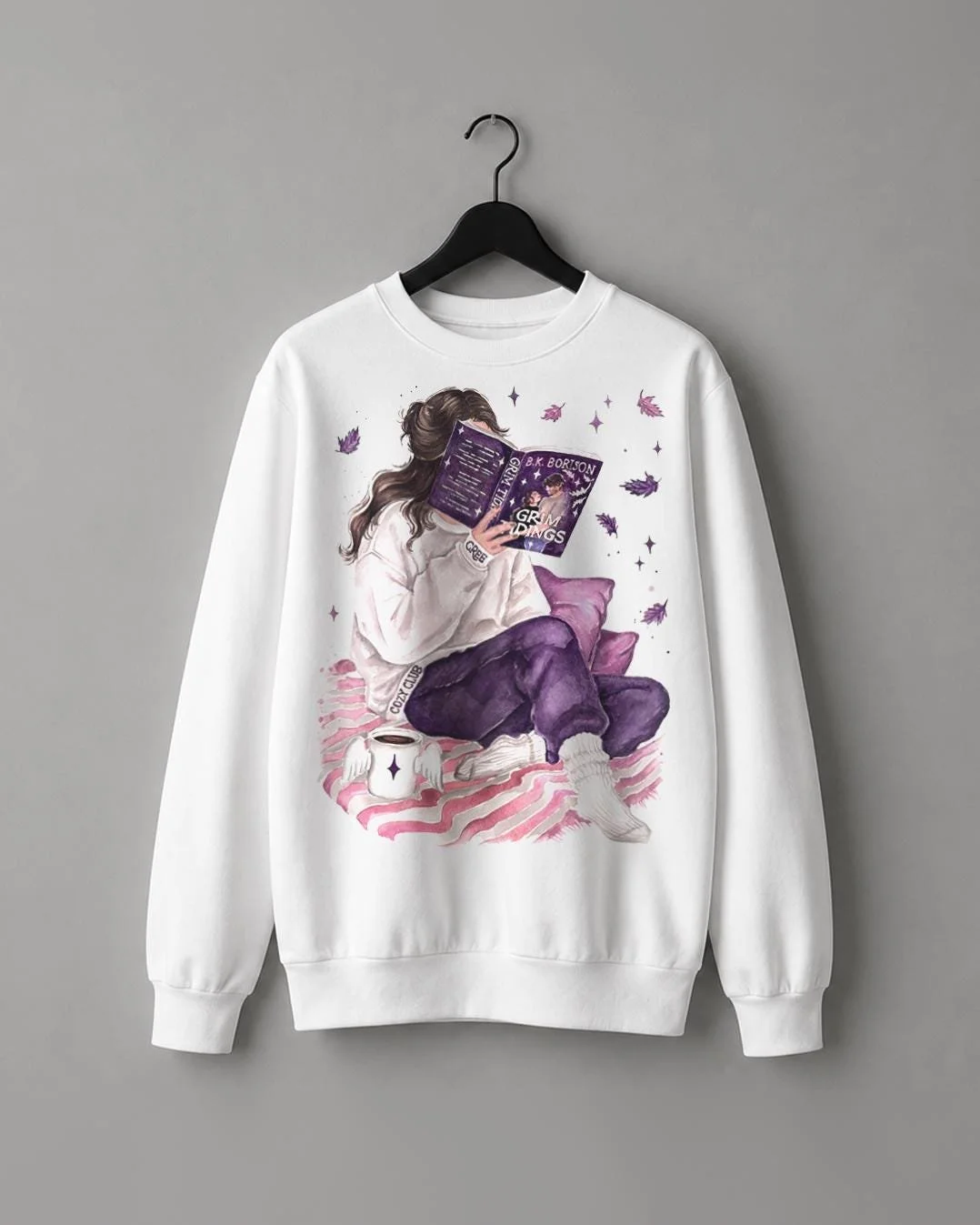Grim Tidings book sweatshirt | hair & skin options