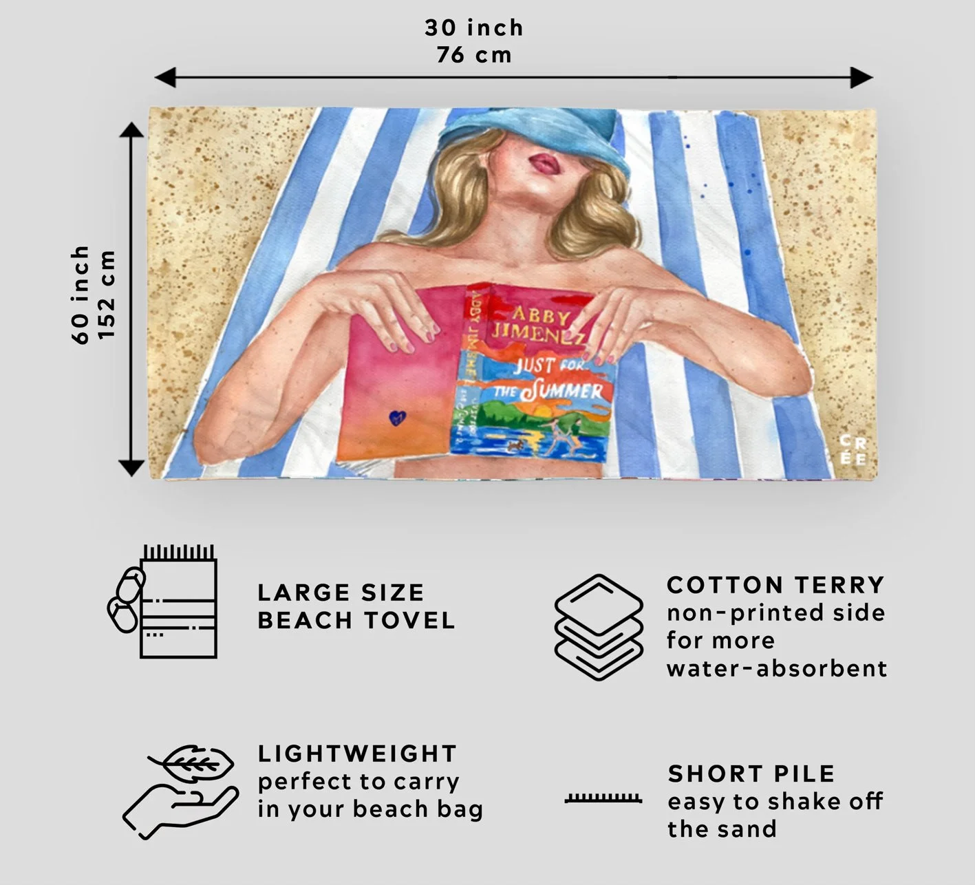 Just for the summer book beach towel | Bookish summer essential | hair & skin options2.jpg