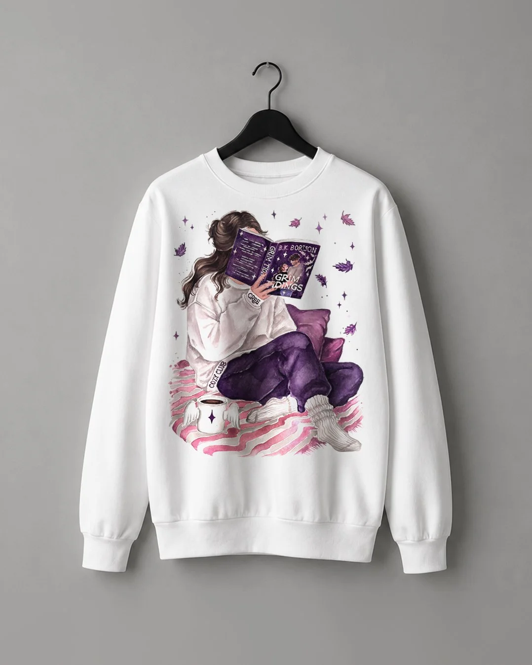 Grim Tidings book sweatshirt | hair & skin options