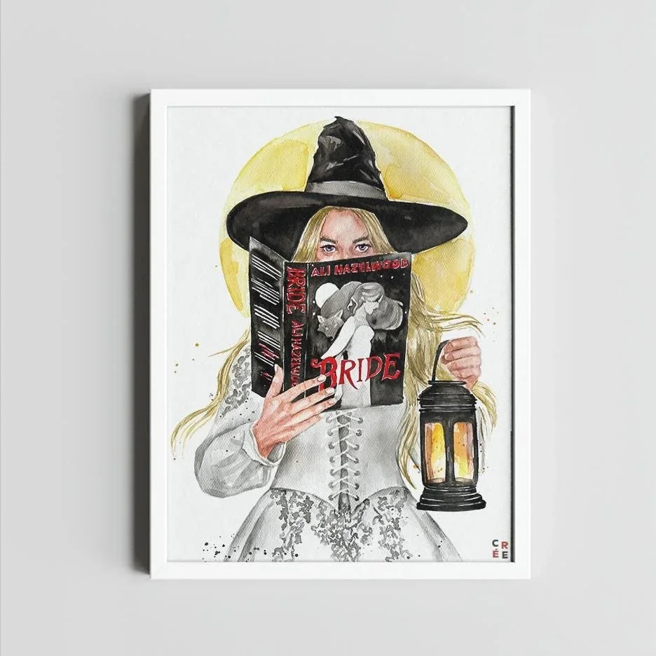 Bride book art print | Ali Hazelwood book wall art | hair color and skin options| Halloween Fall Collection.webp