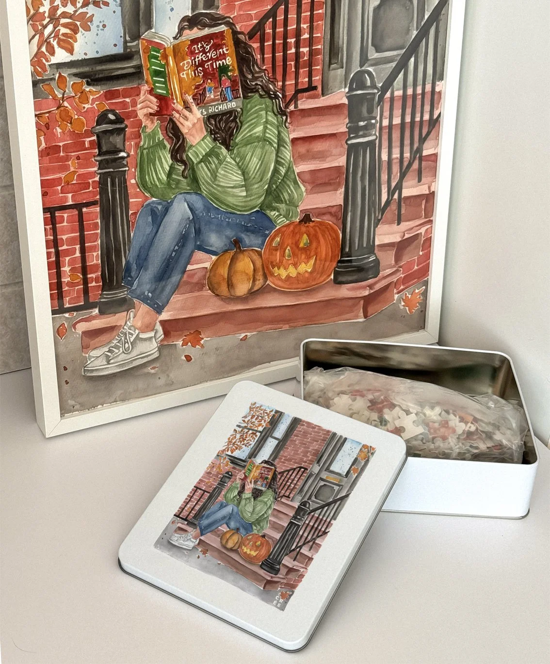 500 piece bookish puzzle in metal gift box | Inspired by It’s Different This Time book by Joss Richard.jpg