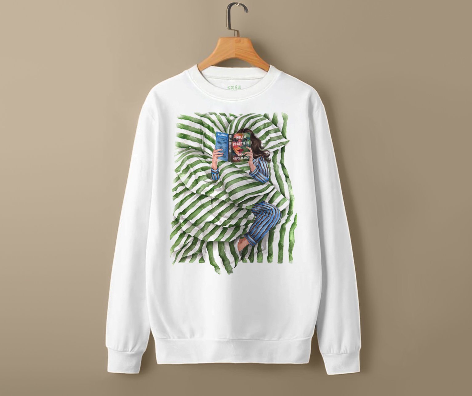 Hello Beautiful book cozy sweatshirt | Fiction reader pullover | hair and skin options