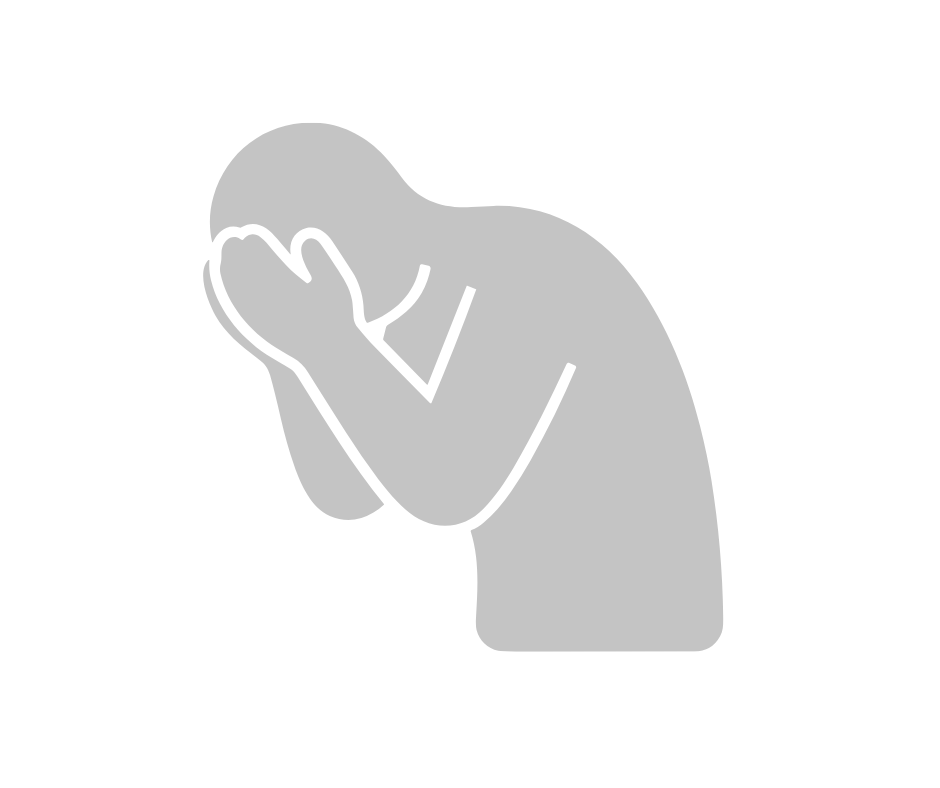 Silhouette of a person with hands covering their face, appearing upset or distressed.