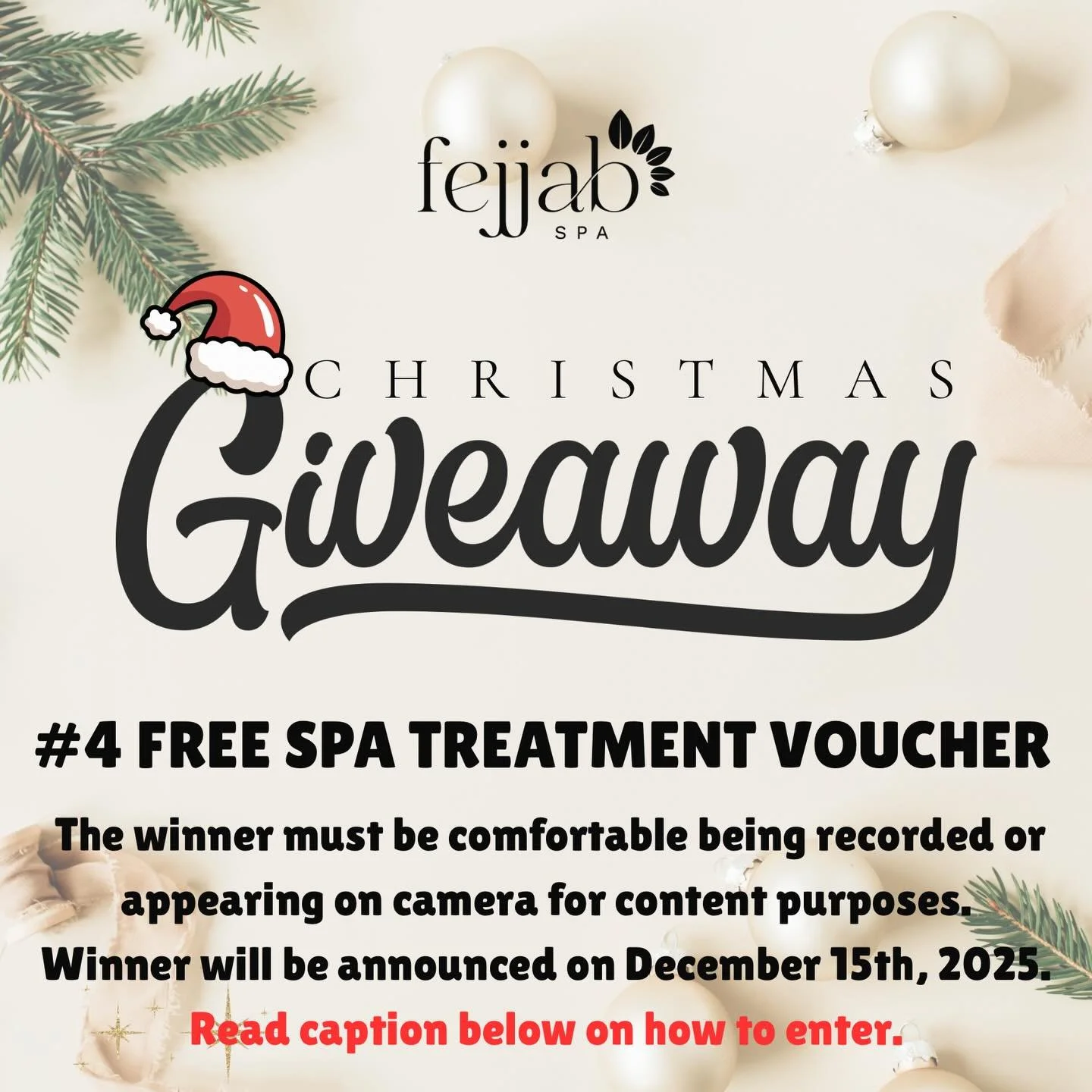 GIVEAWAY #4: FREE TREATMENT VOUCHER! ✨🎁
It&rsquo;s time to treat yourself this holiday season! One lucky winner will receive a FREE treatment voucher valid for either a Swedish Massage or a Classic European Facial 💆&zwj;♀️✨

🗓️ Voucher is valid fo