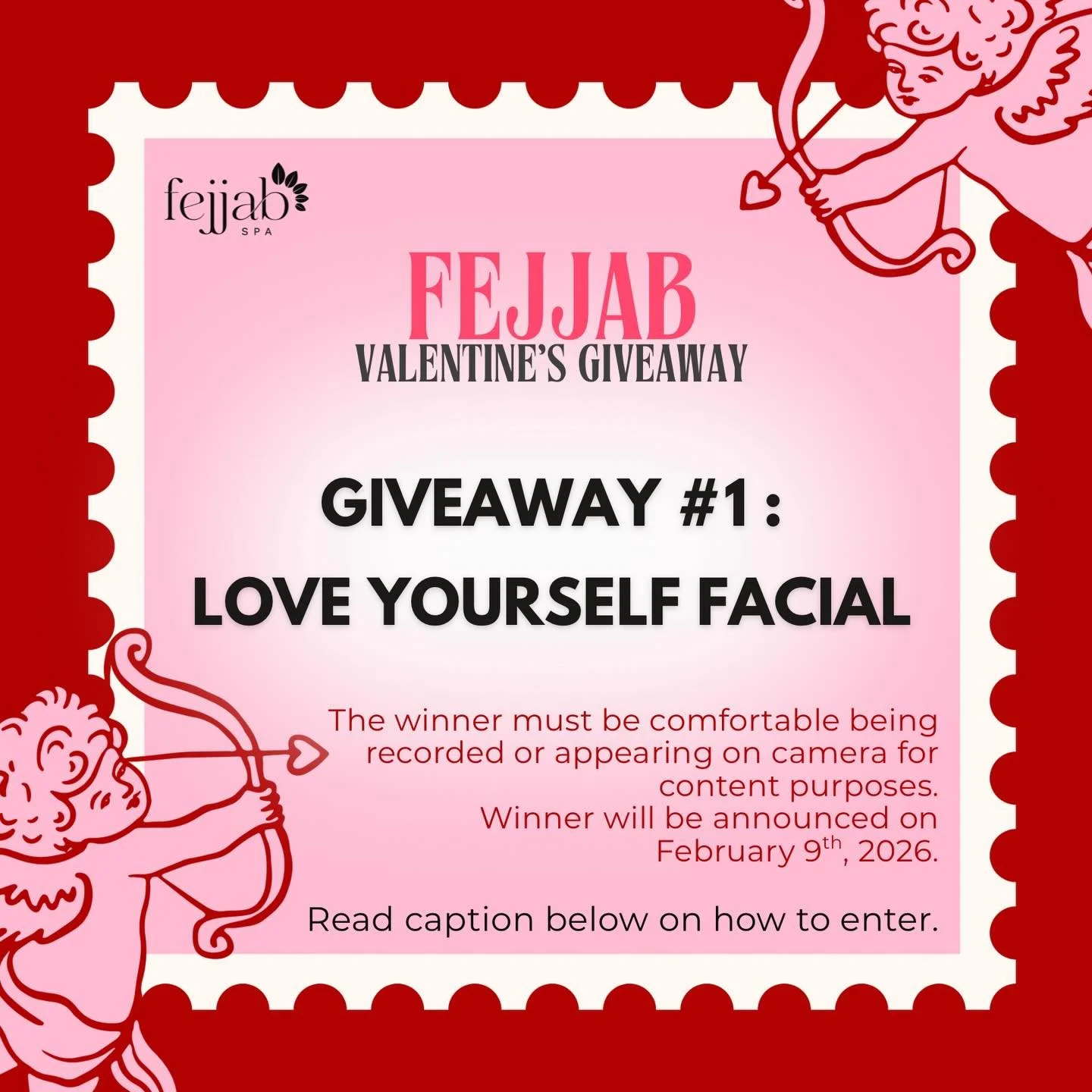 💘 VALENTINE&rsquo;S GIVEAWAY &mdash; PRIZE #1 💘

We&rsquo;re giving away 1 Love Yourself Facial 🤍
A 50-minute self-care experience including gua sha, an eye mask, agave enzyme for brightening &amp; pigmentation, olive mask, and milk &amp; honey ar