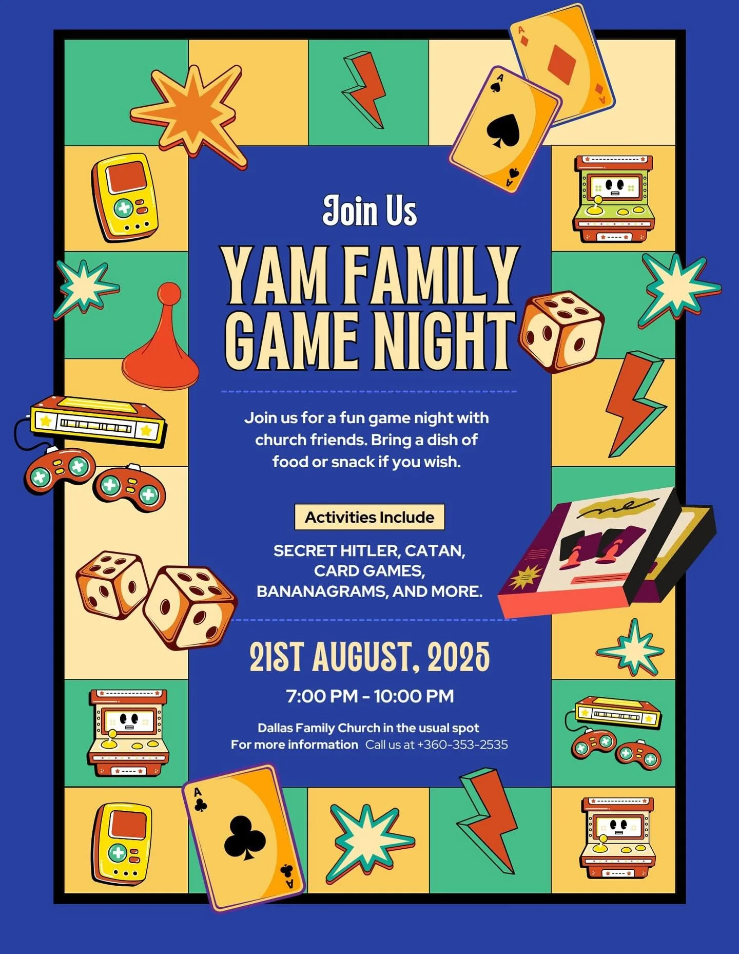 Join us for a game night tomorrow at 7pm! Bring games, snacks, a friend, or just your lovely self! See you all there!