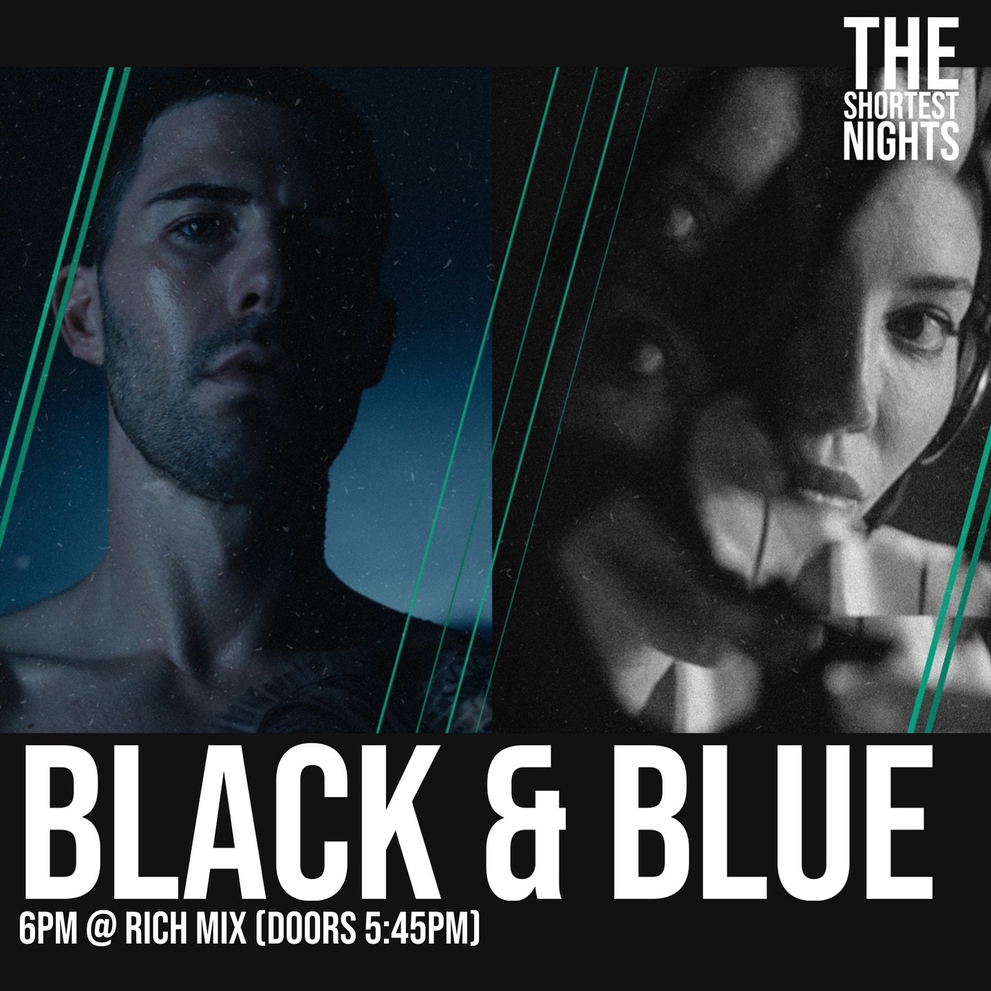 Our BLACK &amp; BLUE Double Bill at @richmixlondon on 3rd September, promises to be a thrill ride for the senses!
An evening of powerhouse filmmaking in two parts: high-stakes, gripping dramas and a creatively cinematic trip to the dark side. (The ev