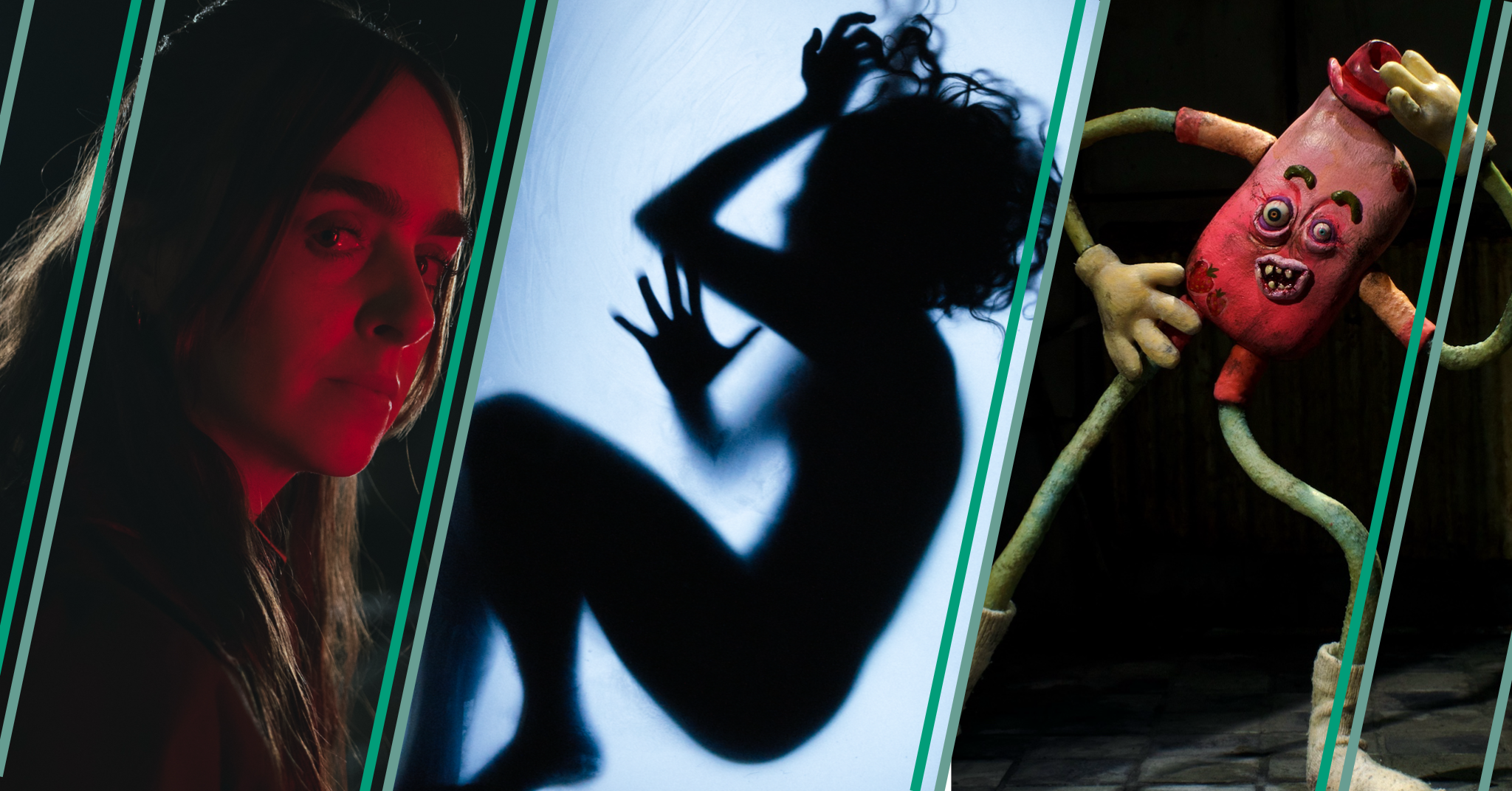 Still photographs in montage from Skylight, Intimacy Coordinator and Mr Vapey Man short films