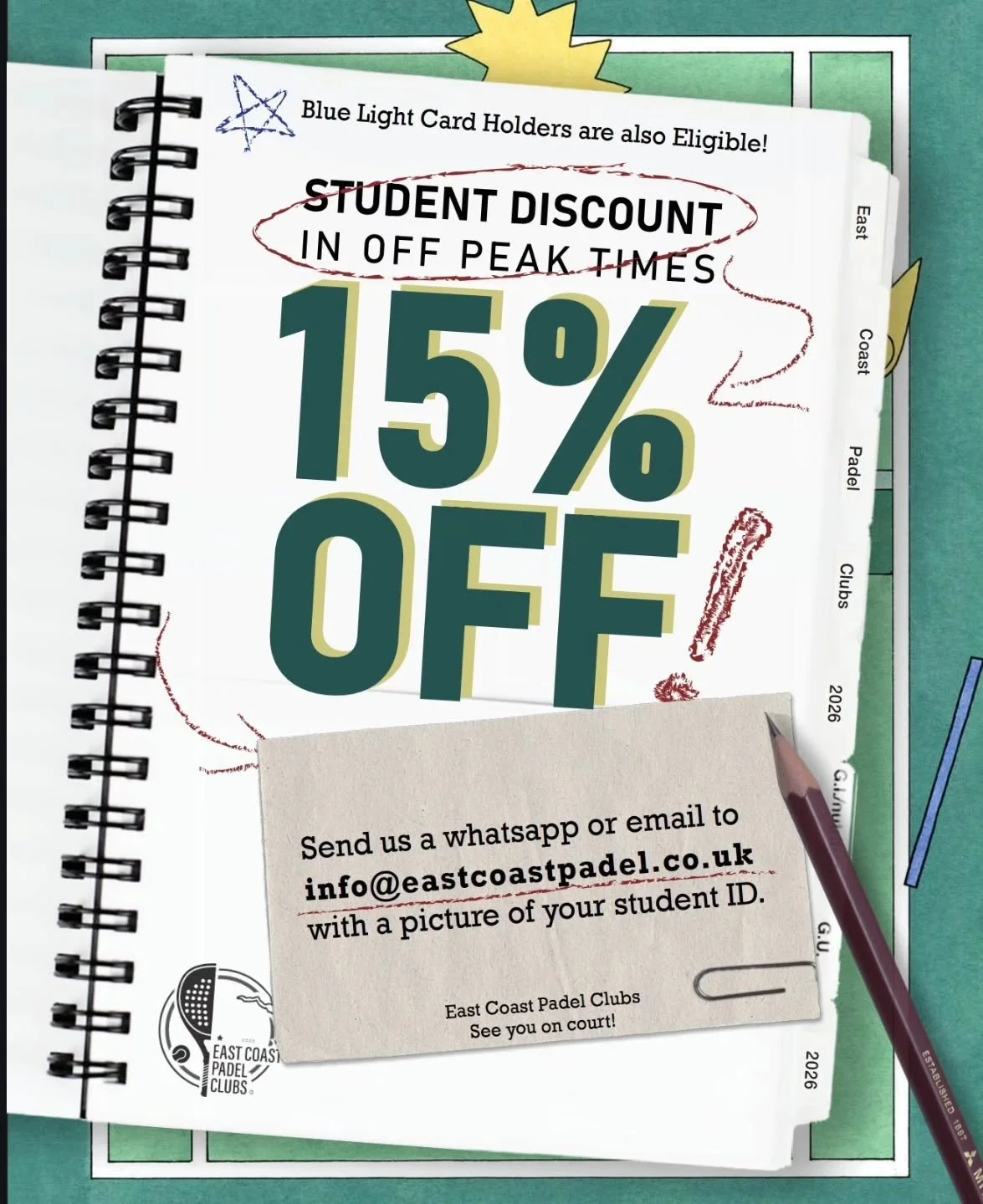 CALLING ALL STUDENTS - We are now offering a discount for all Students and Blue Light Card holders 🎉 
To redeem please drop us a whatsapp message or email with a photo of your ID 📄