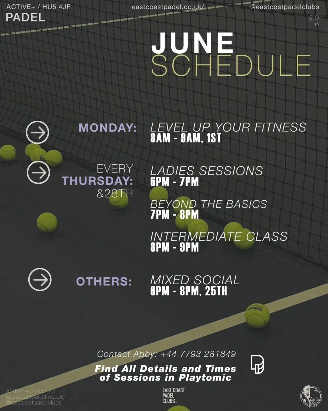 JUNE SCHEDULE - Coach @abbyombler schedule has just landed! If you want to know more about our coaching or organise a custom coaching session contact Abby directly 💚📩