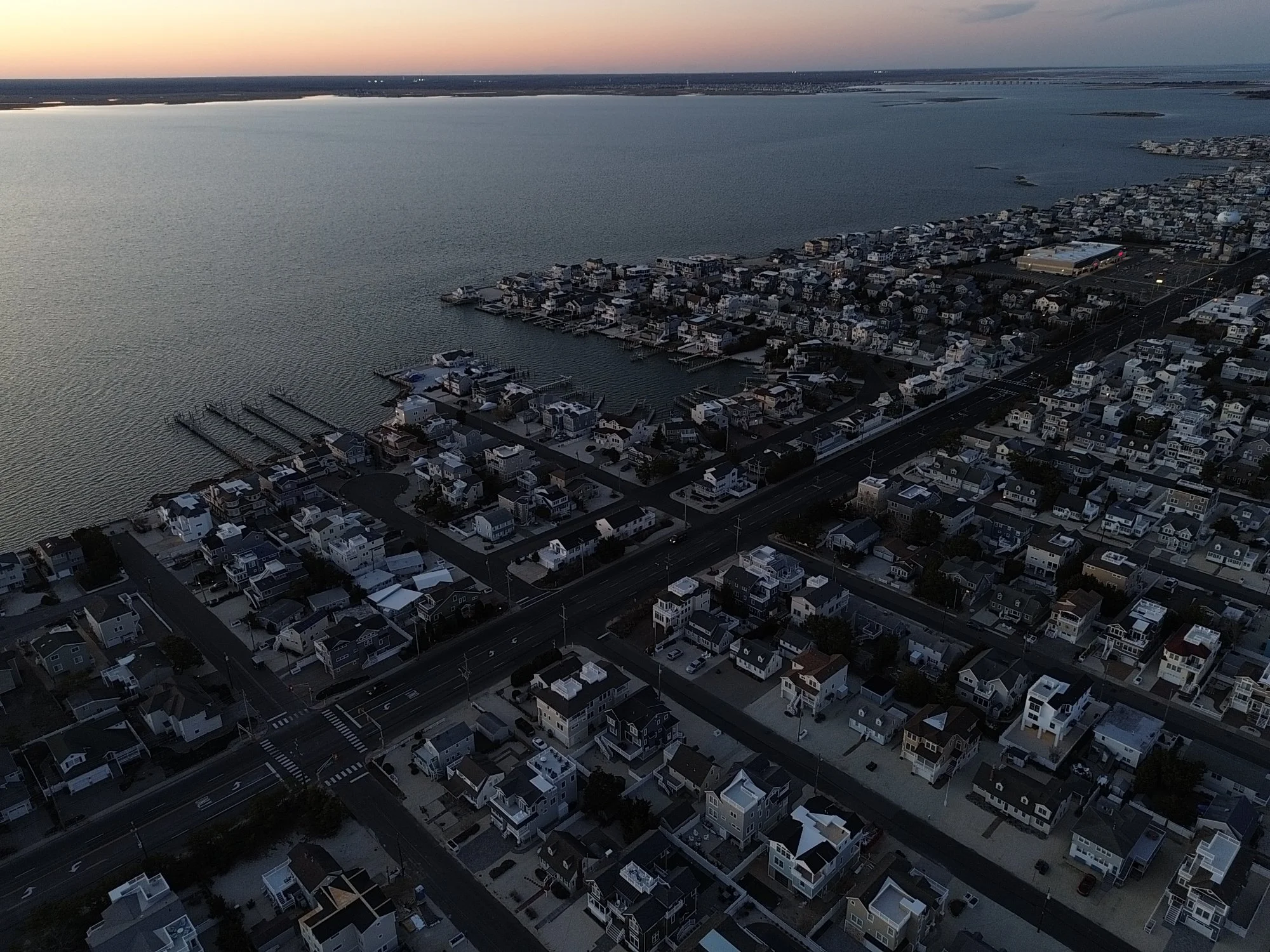 Beach Haven Park Long Beach Island aerial shot at sunset
