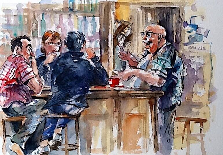 Breakfast! line and wash.jpeg