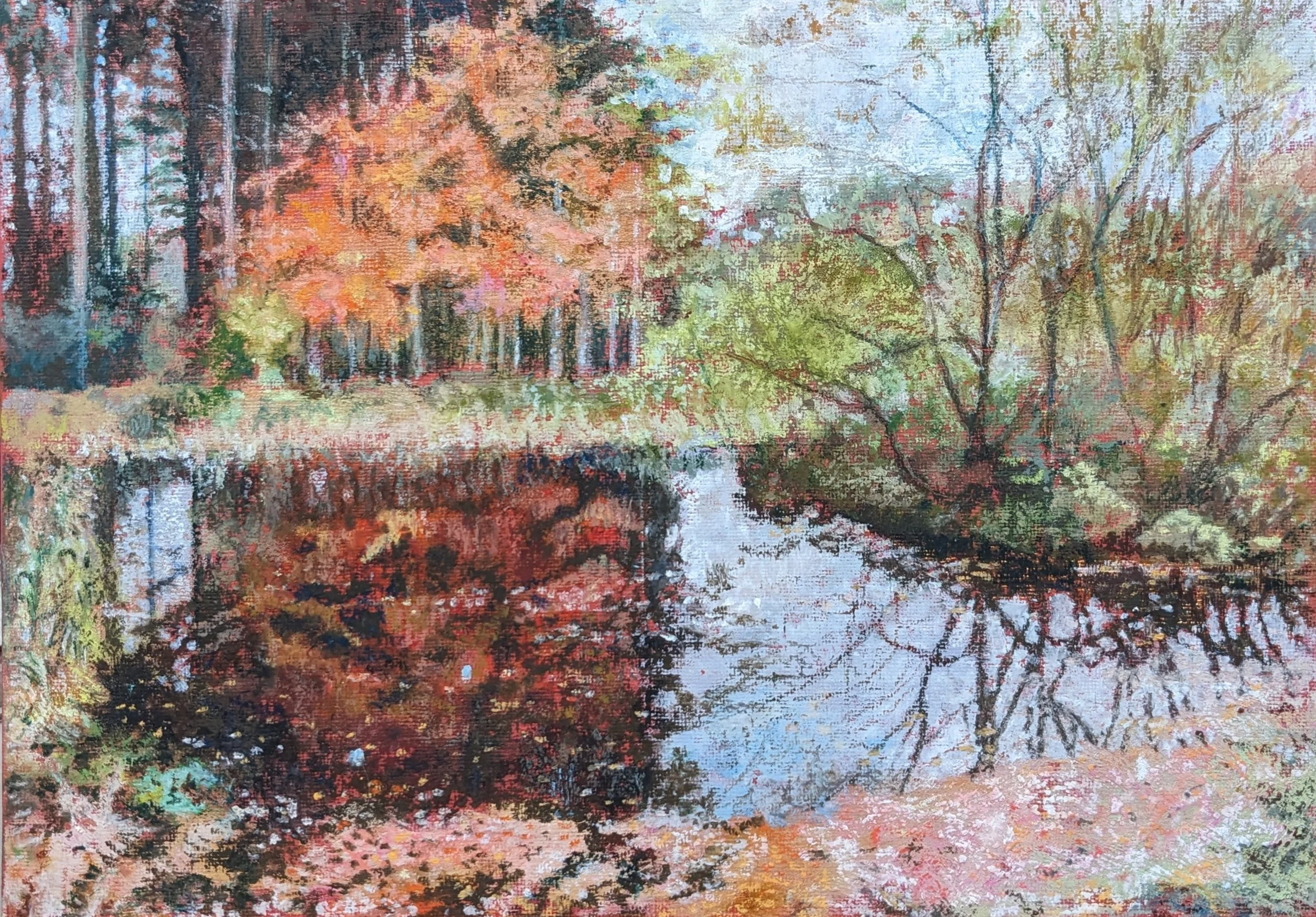 Beech reflected, Oil pastels.jpg