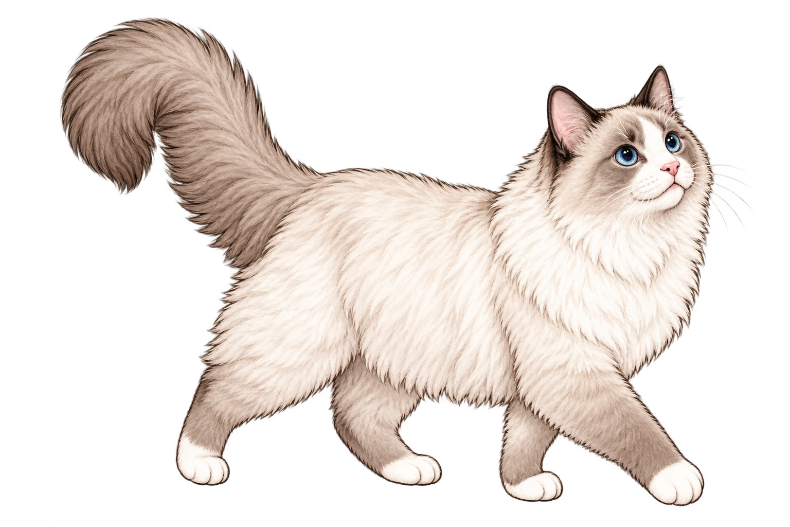 Merry the ragdoll kitten stolling around