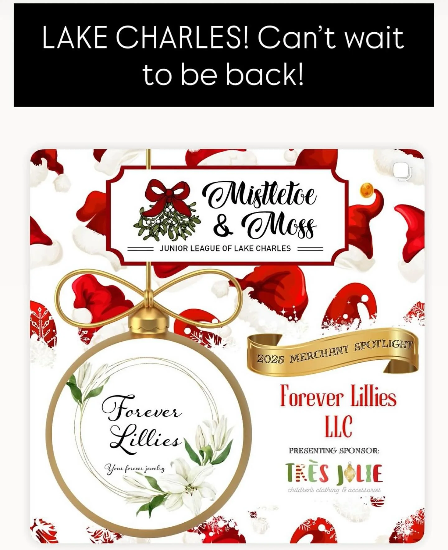 ✨ It&rsquo;s the most wonderful time of the year! ✨
We&rsquo;re so excited to be part of Mistletoe &amp; Moss in Lake Charles &mdash; a magical holiday market filled with shopping, seasonal cheer, and local favorites! 🎄🛍️

Come see Forever Lillies 