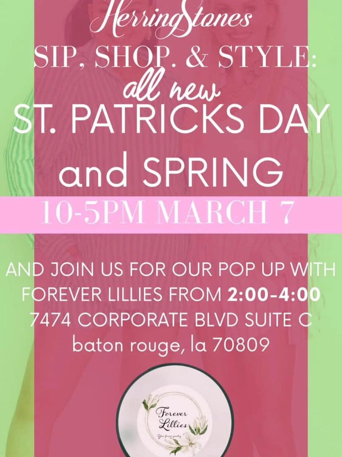 ✨ Sip, Shop &amp; Style with us at HerringStones! ✨

Join Forever Lillies Permanent Jewelry for a special pop-up during the @herringstonesbr St. Patrick&rsquo;s Day &amp; Spring Sip, Shop, &amp; Style Event! 💚🌸

Come get linked with our custom perm