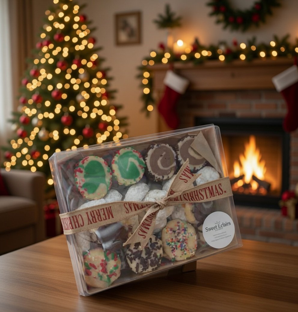 Sweet Eclairs Christmas Butter Cookie Box - 1.5 pound