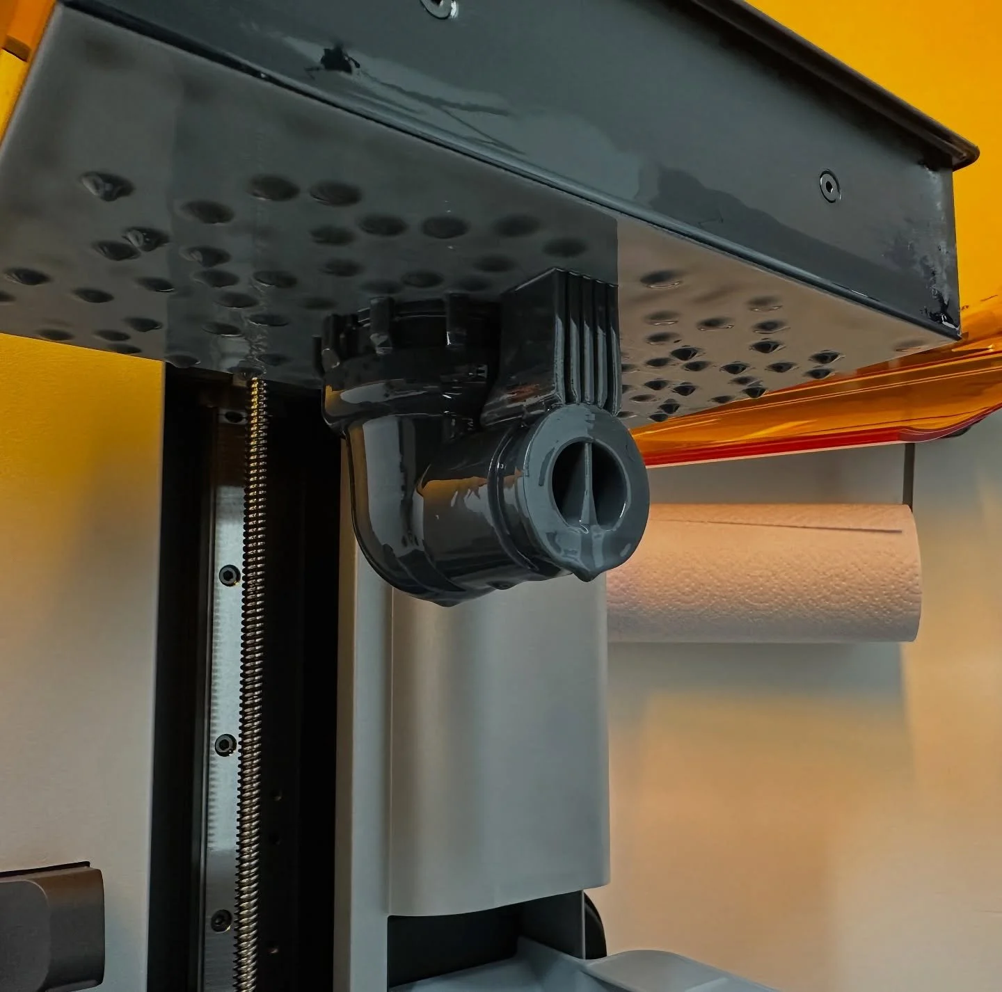 A PCV Elbow for a V12 Jag printed from Silicone 40A. Such a soft/elastic material is quite challenging and requires custom, thought out supports. Wash and cure up next.