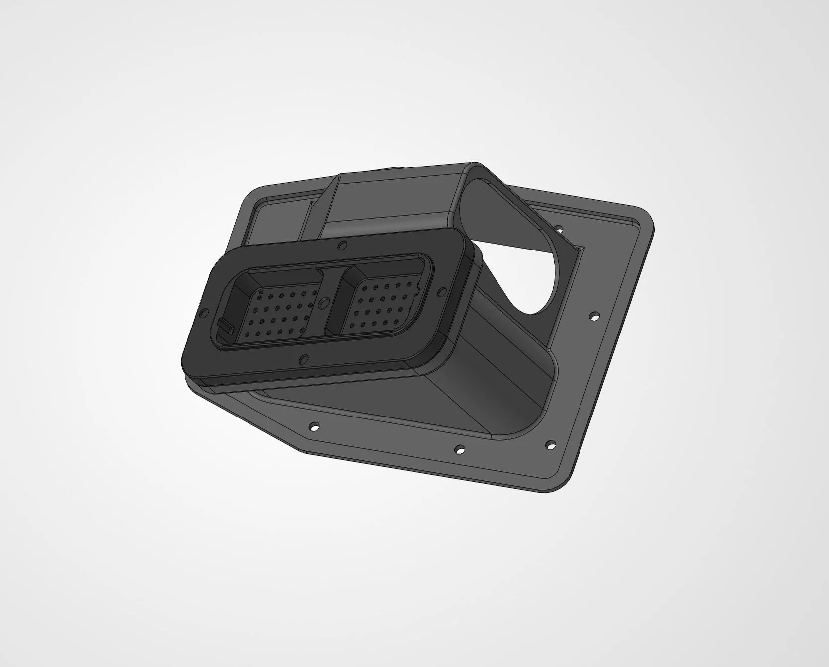 Initial concept for integrating an ECU plug into an existing pass-through already in place for the AC lines. The goal is to retrofit the car without any additional holes in the body. 
.
.
.
.
.

#solidworks #design #designengineering #etype #jaguar