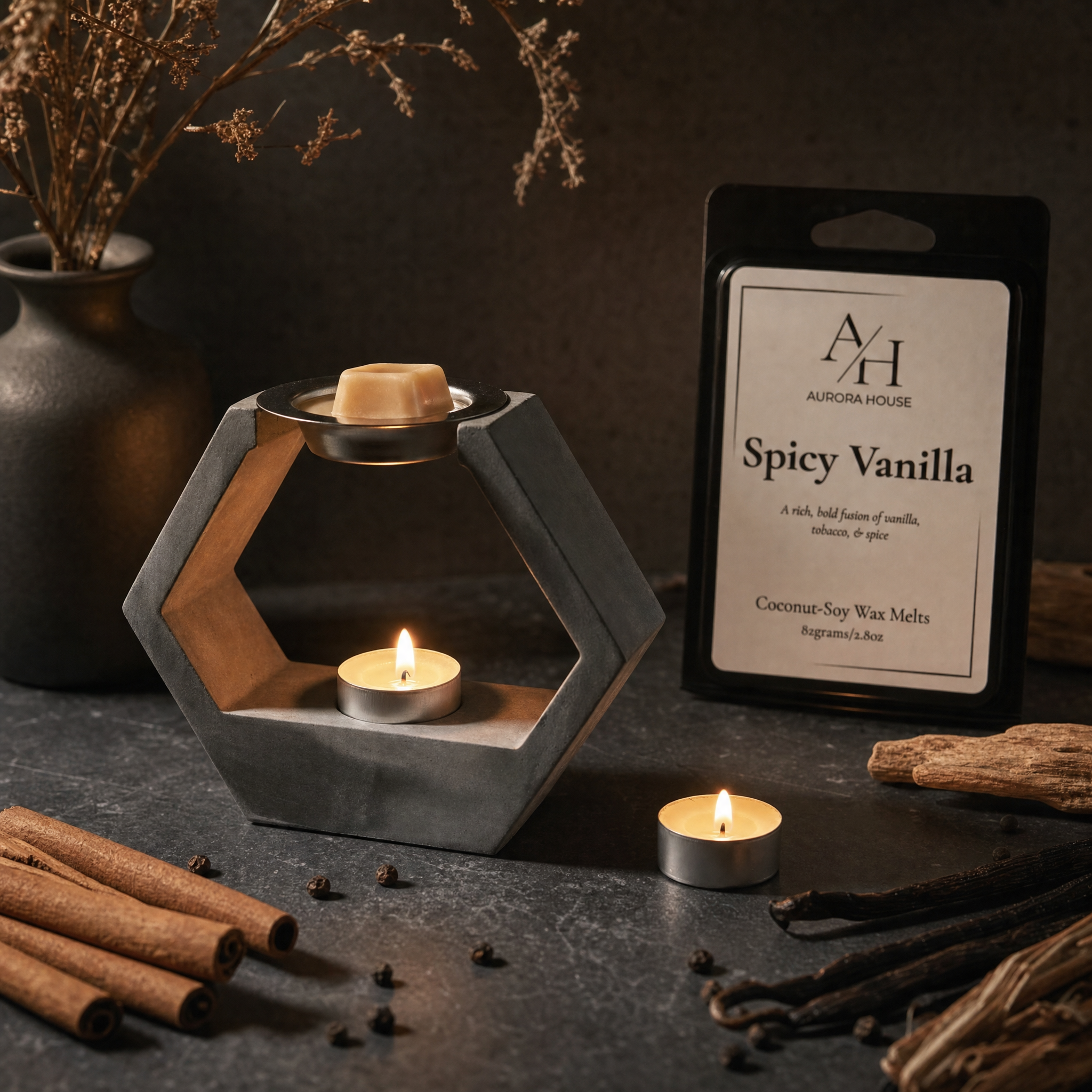 Aurora House fragrance-free tea lights hand-poured with coconut-soy wax in minimalist packaging.