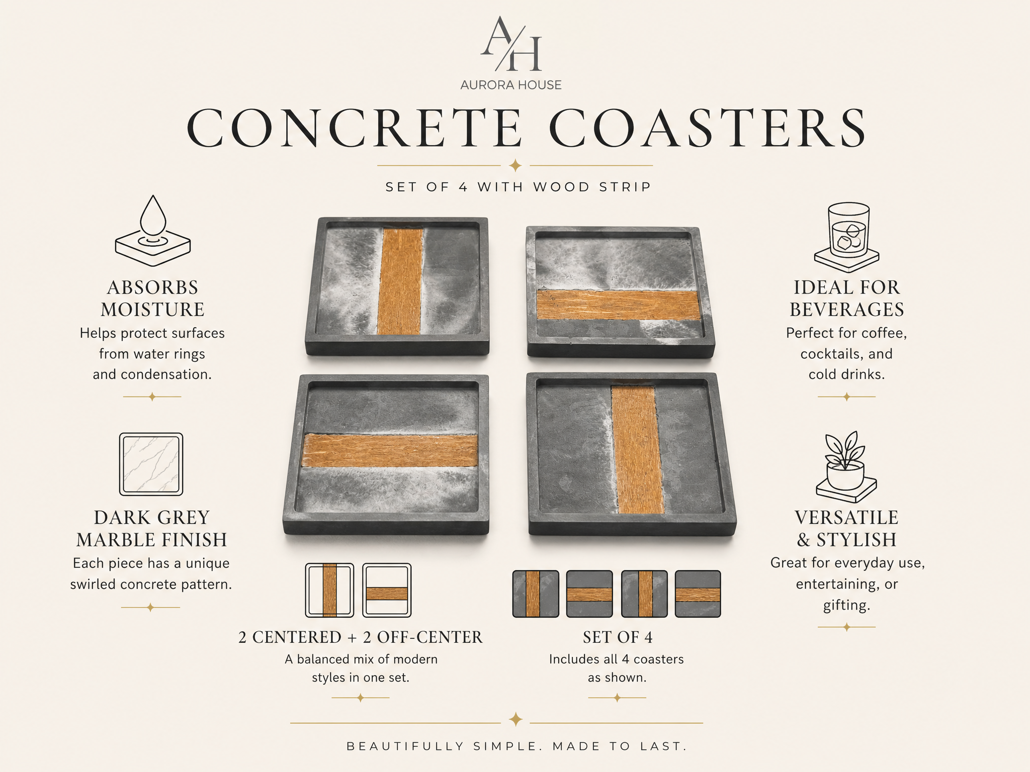 Inlay Coaster Set - Aurora House Candle Company