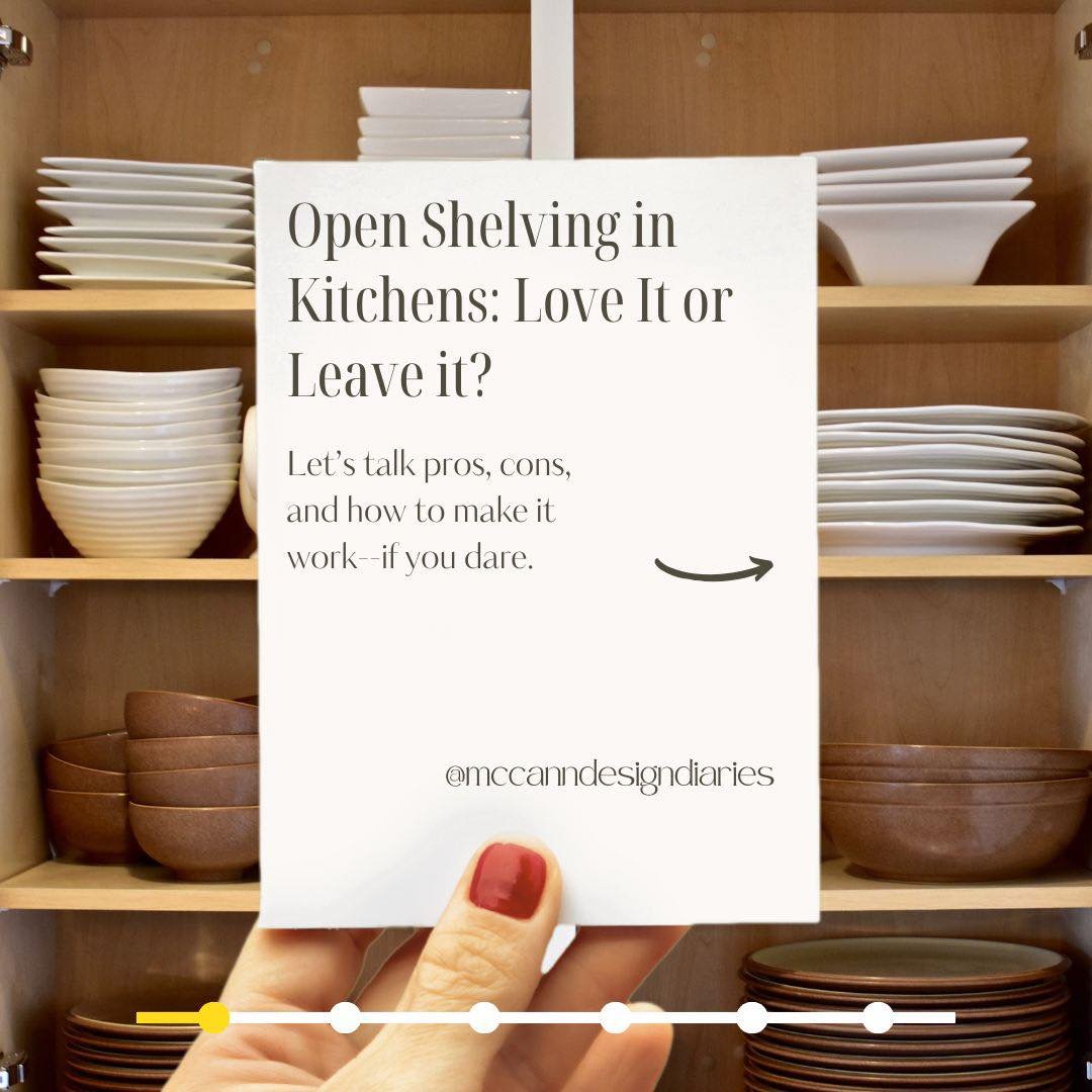 Let&rsquo;s talk about open shelving in kitchens, because it&rsquo;s one of those design choices that comes with a love/hate relationship. 

Here&rsquo;s where I land: I love the look of intentionally styled shelves. It&rsquo;s such a great way to ad