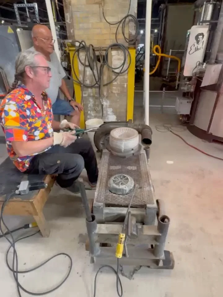 I drove to West Virginia and back last week to visit @blenkoglasscompany and discuss some potential opportunities for helping them revive their spin casting efforts with some new molds. Blenko is a 140 year old glass company, known as the most colorf