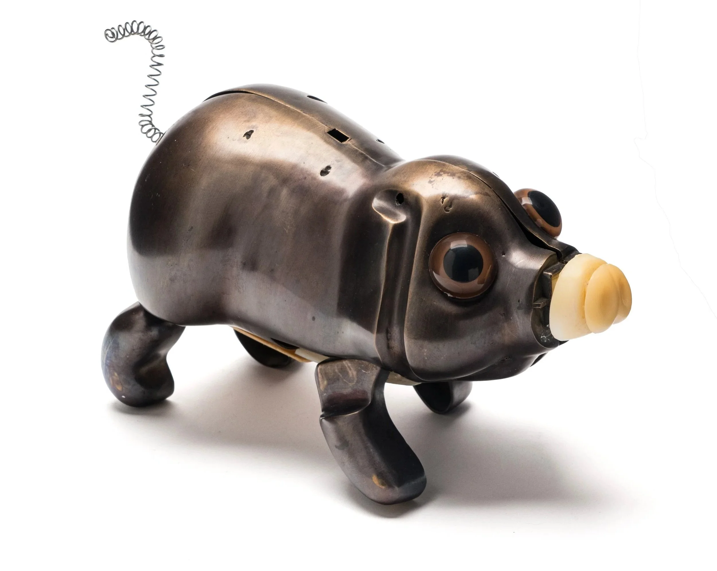 SOME PIG, 2009, bronze, plastic, mechanism, 5.5"h x 4.25"w x 4.25"d