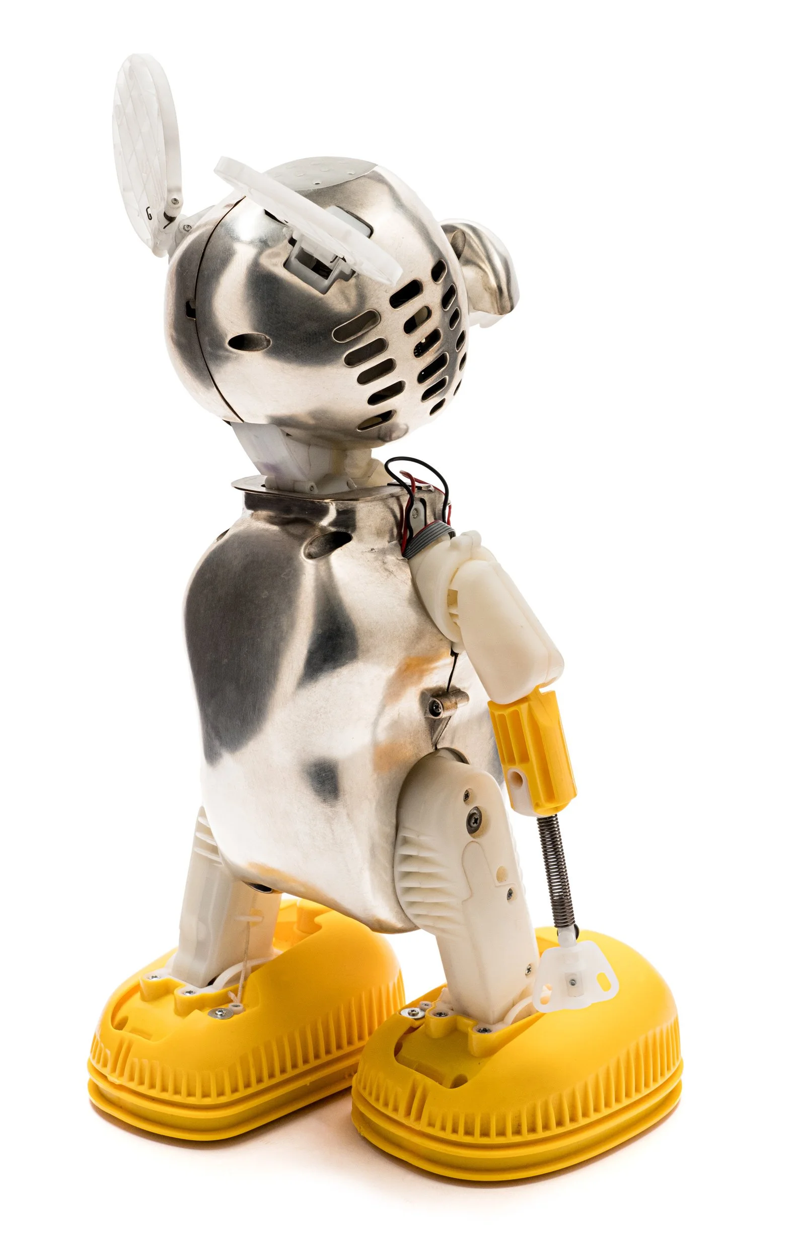 Silver Mickey, 2023, sterling silver, bronze, steel, silver nitrate, plastic, mechanism, 16” x 8” x 7.75”