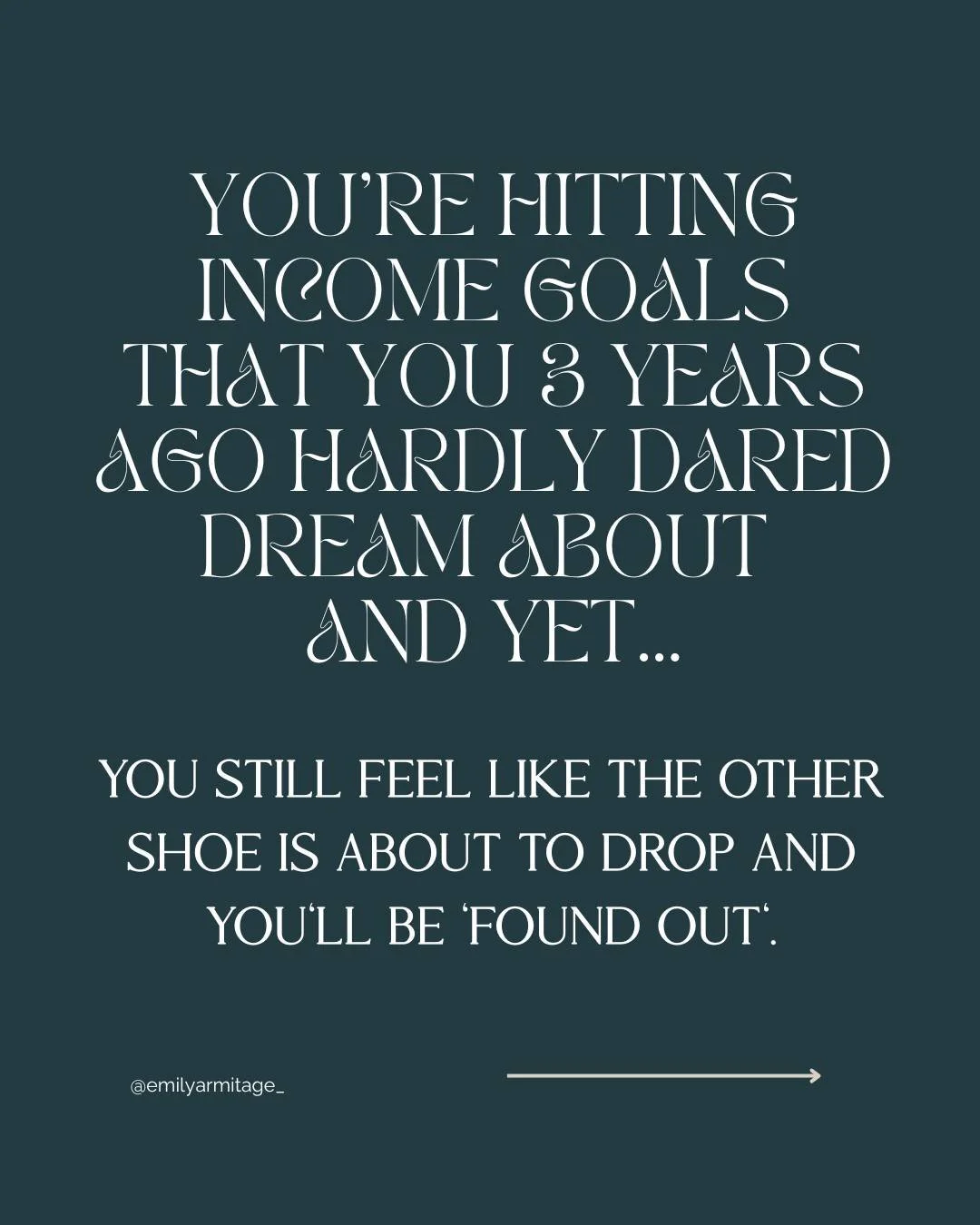No-one in my industry is talking about this but I can&rsquo;t unsee it. 

When you start gaining momentum in your business, the pressure to perform and deliver every month is wild. 

You fear you&rsquo;re a one hit wonder so you self sabotage and fin