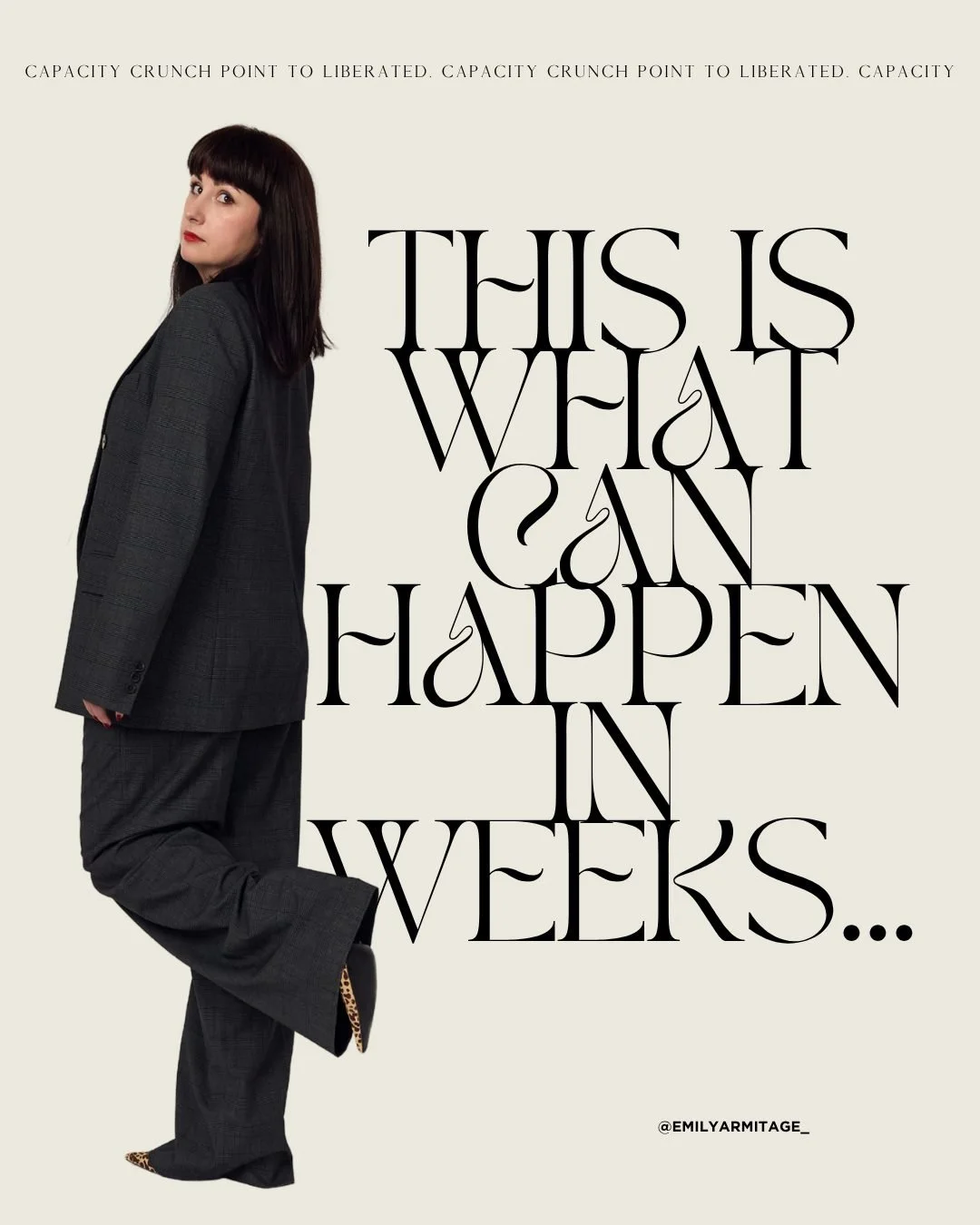 Capacity crunch point? You need to read this ⬇

A came to me full and frazzled.

Full diary. Full head. Full inbox. Completely overwhelmed.

She'd been filling her days with 1:1 clients for as long as she could remember, and she'd hit a crunch point.
