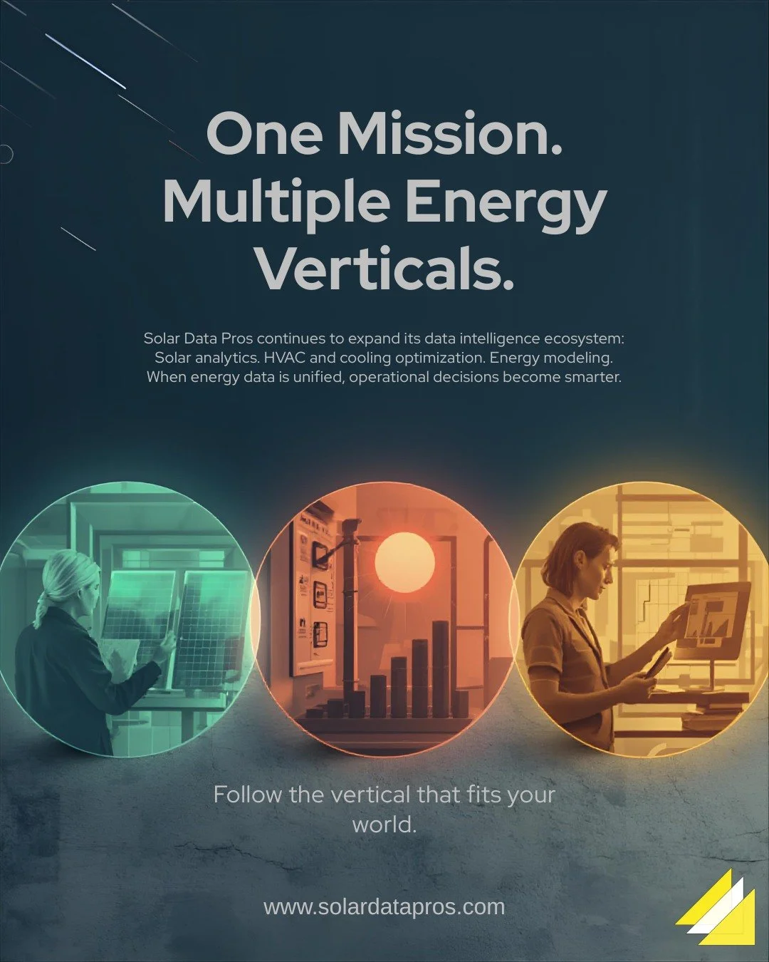 Solar Data Pros continues to expand its data intelligence ecosystem: Solar analytics. HVAC and cooling optimization. Energy modeling. Solar Monitoring. When energy data is unified, operational decisions become smarter.

Learn about our newest brand @