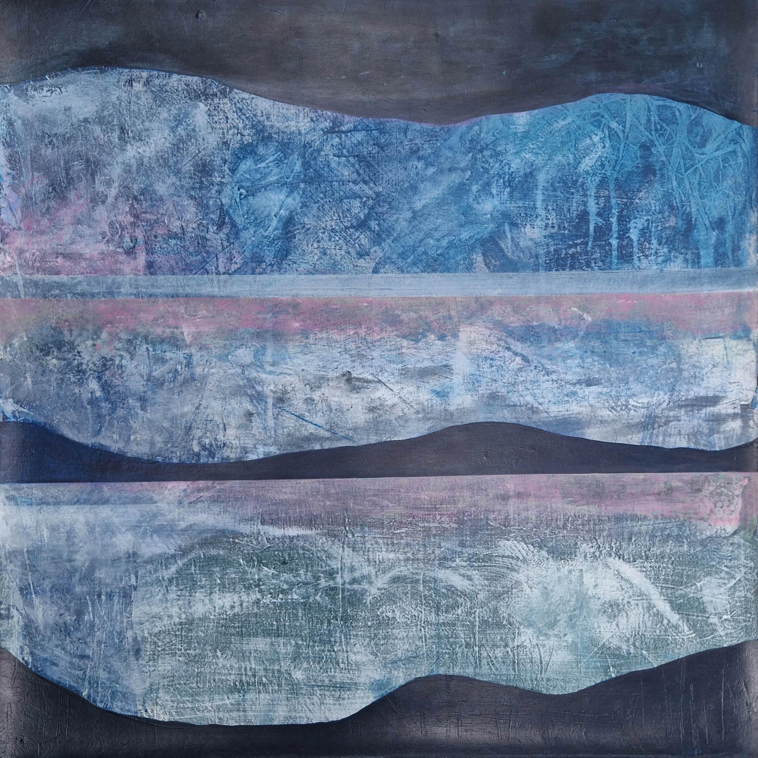 Strata of memory, mixed media on canvas, 81 x 81cm, framed : €1195