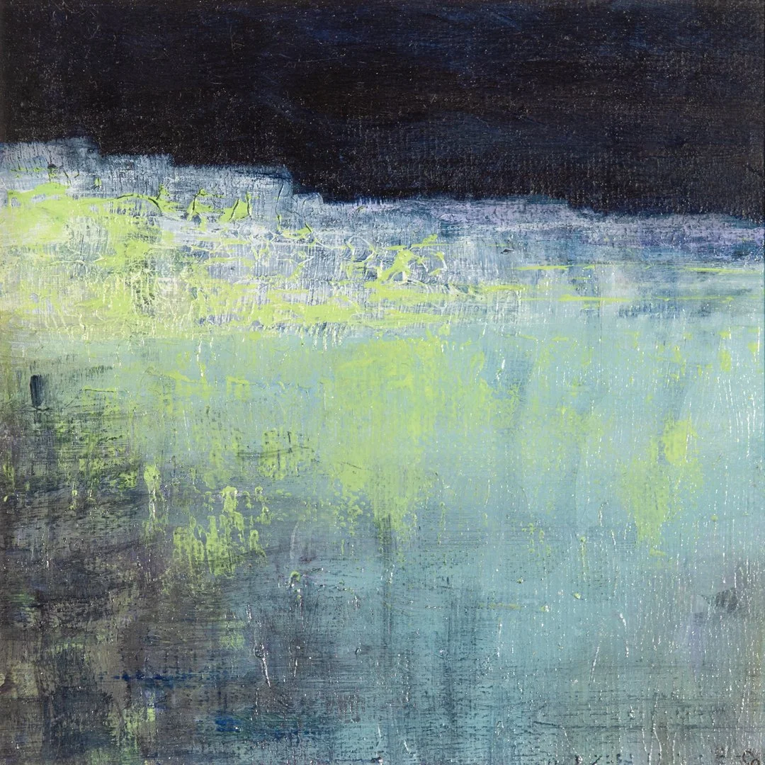 Night tide, Burren, acrylic on canvas, 14 x 14cm, framed in a white wood frame: €250