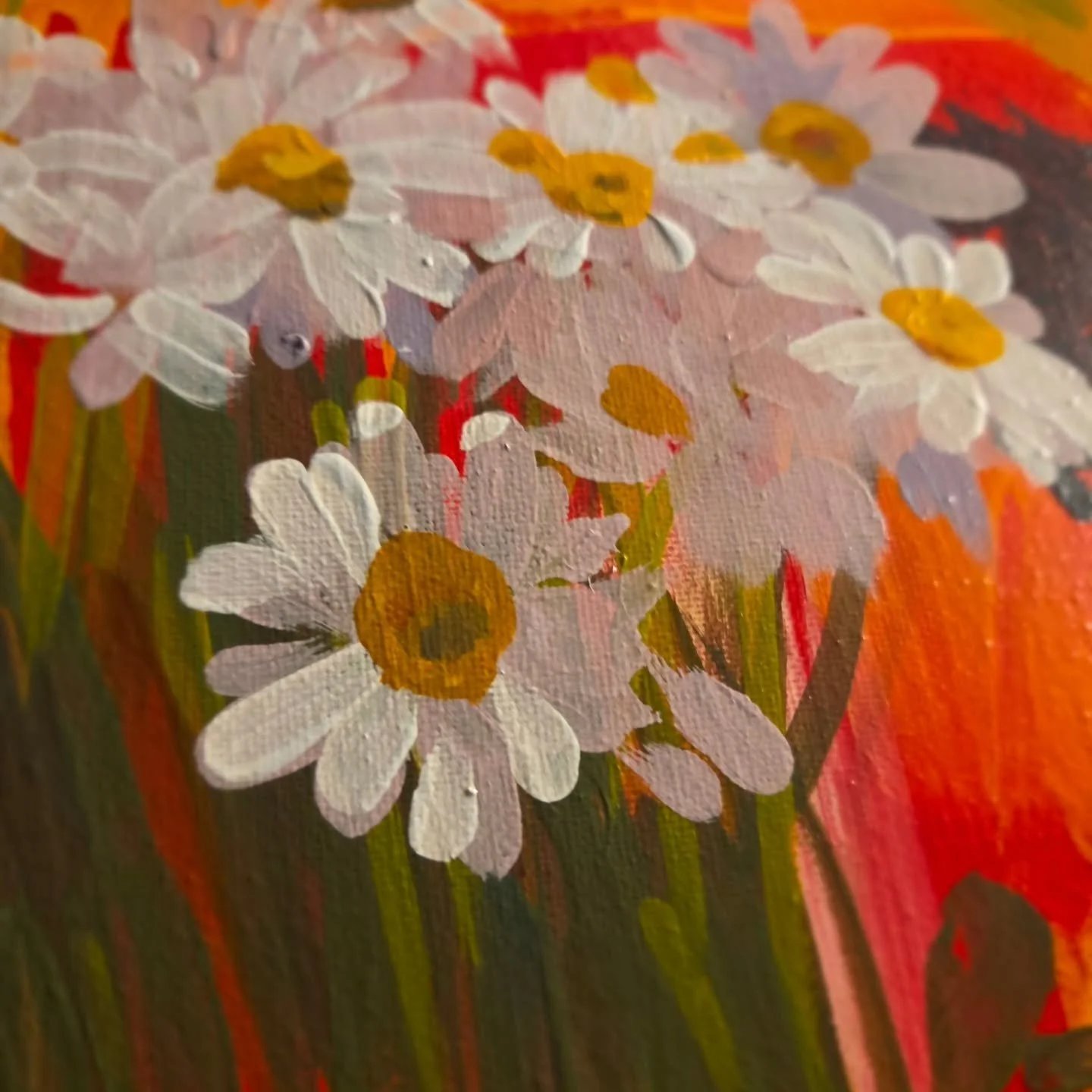 Details 🤌🏾🌻
"Create" 16"x20" Acrylic on canvas, 2025

An expression of the creative process as it unfolds for me. The golden star flower stamp motif is created using the impression of a ripened honeycrisp apple. 

#atlantaartis