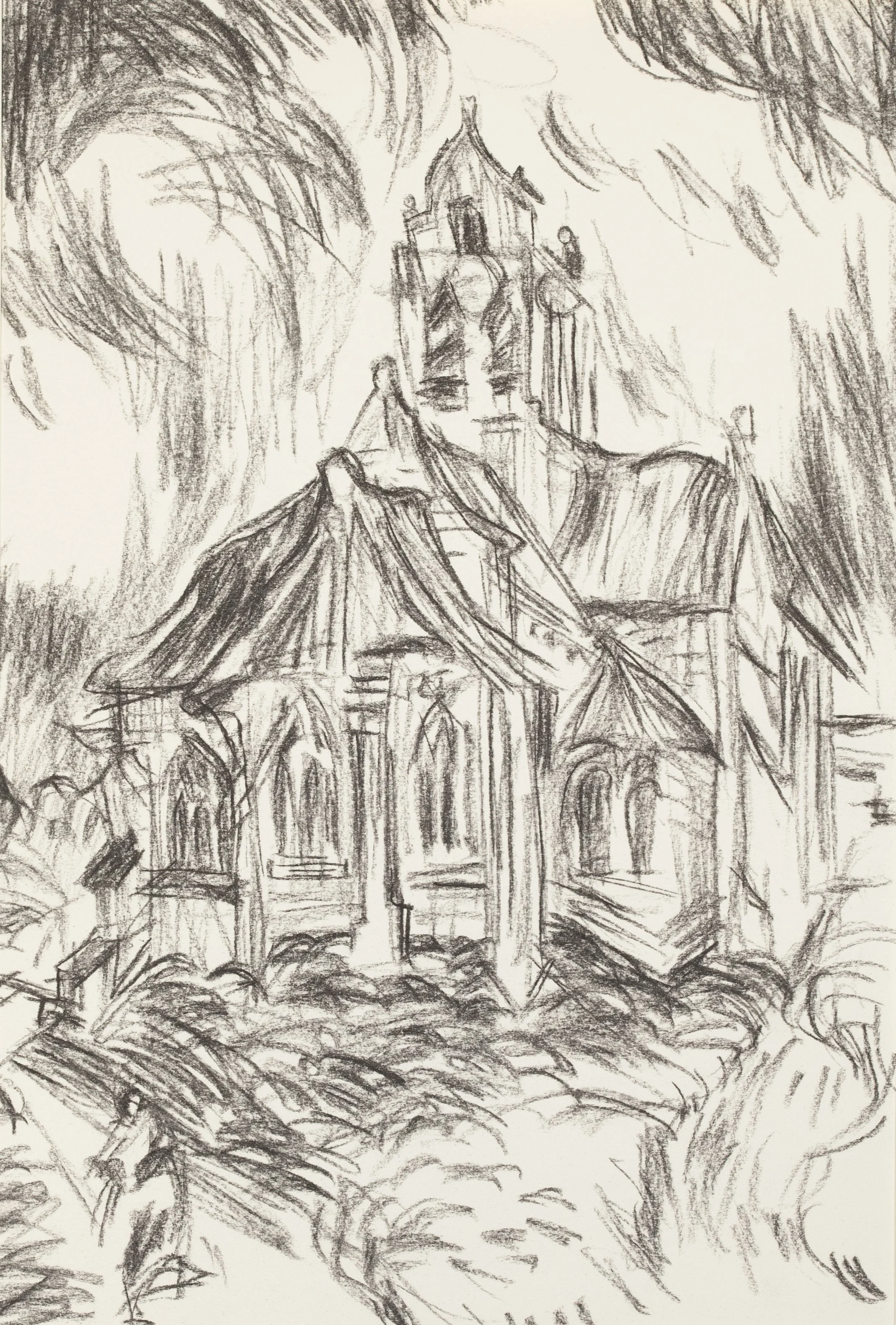 Drawing, church, Pailly?