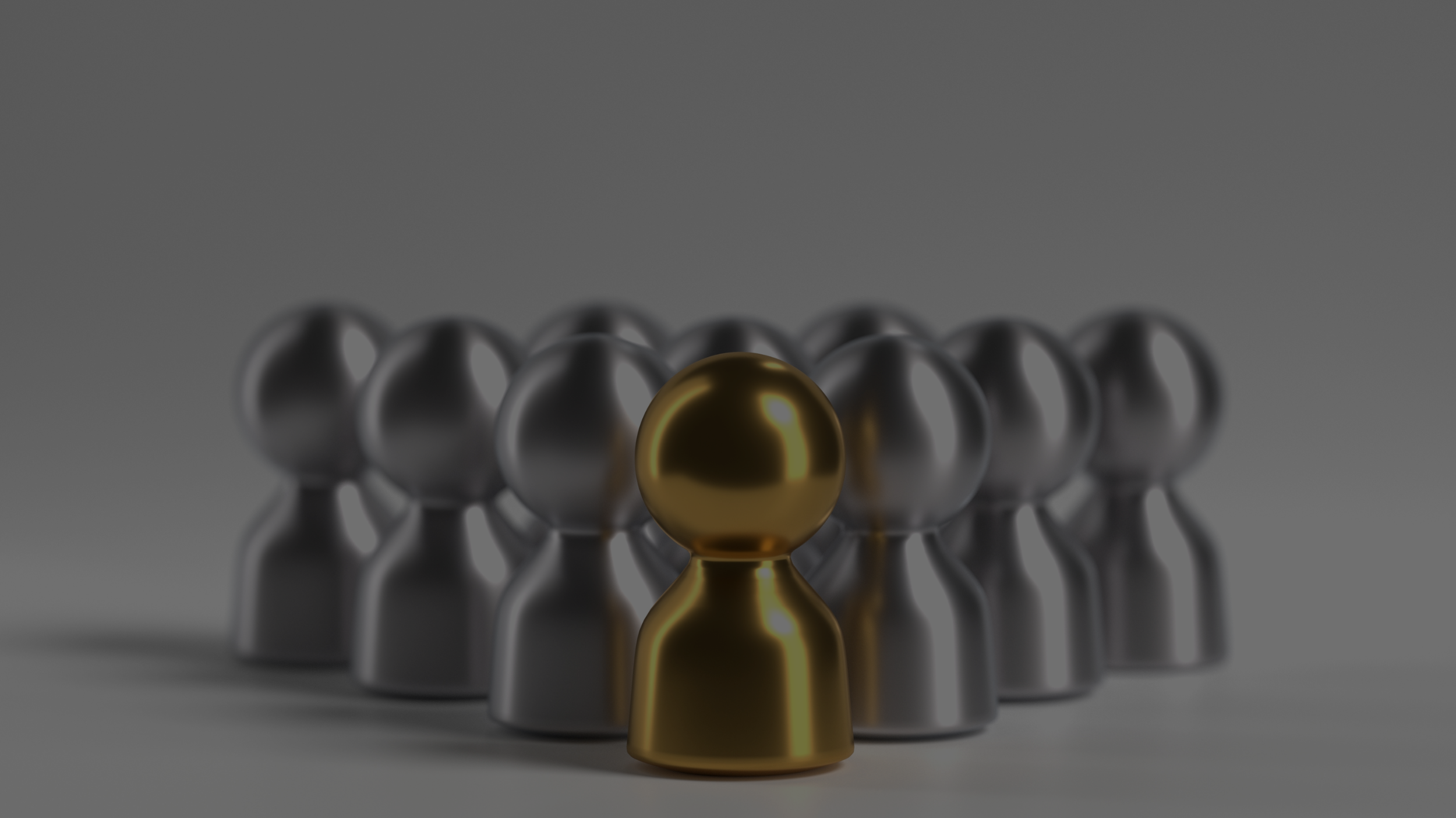 Chess pawns in silver with the leader in gold