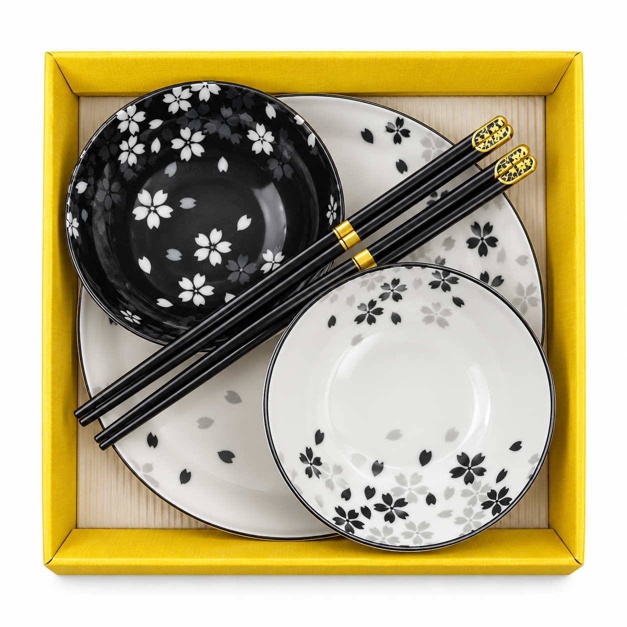 Cherry Blossom Dinnerware & Chopstick Set - 4PCS