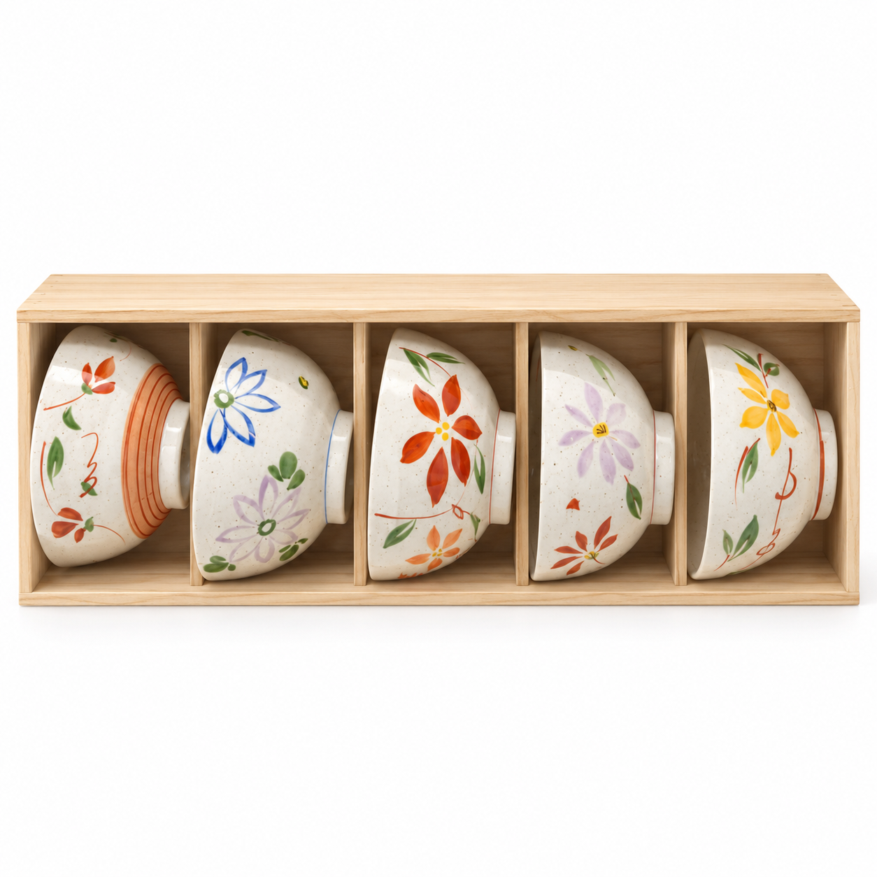 Floral Ceramic Bowl Set – 5 PCS