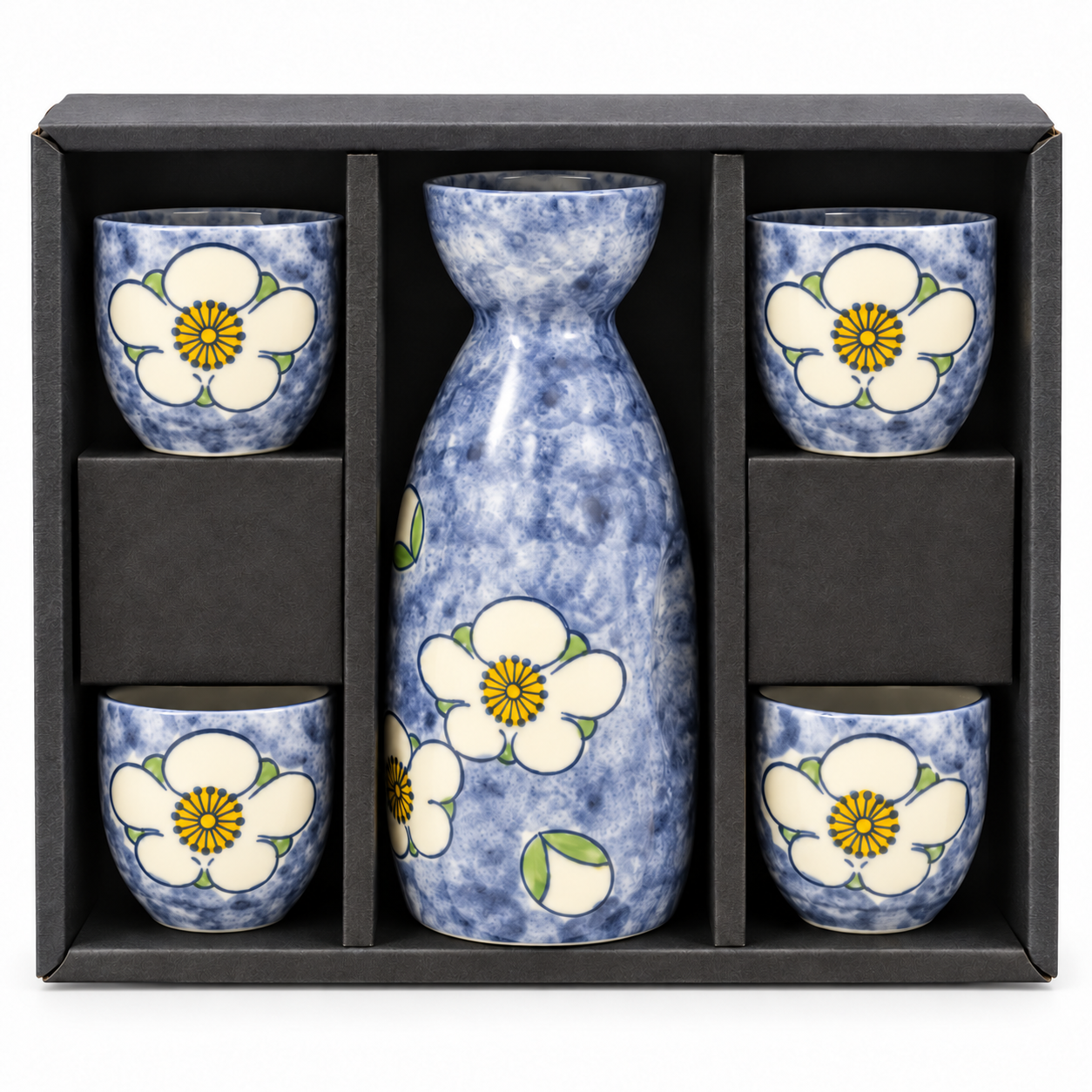 Blue Floral Sake Set – 5 PCS
