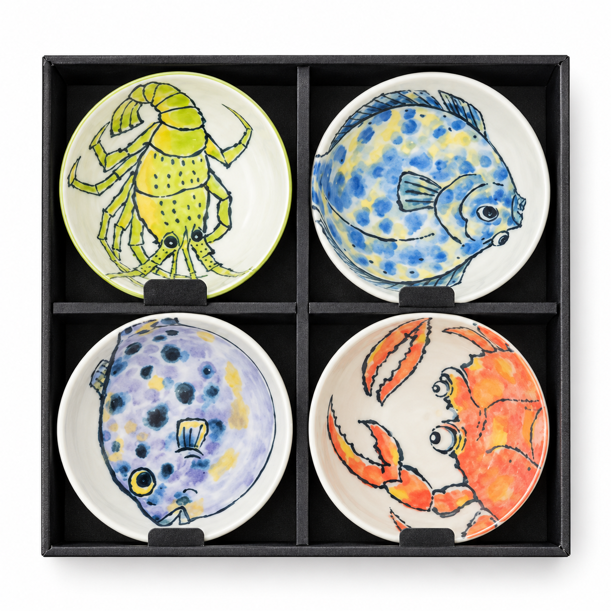 Ocean-Inspired Ceramic Bowl Set – 4 PCS