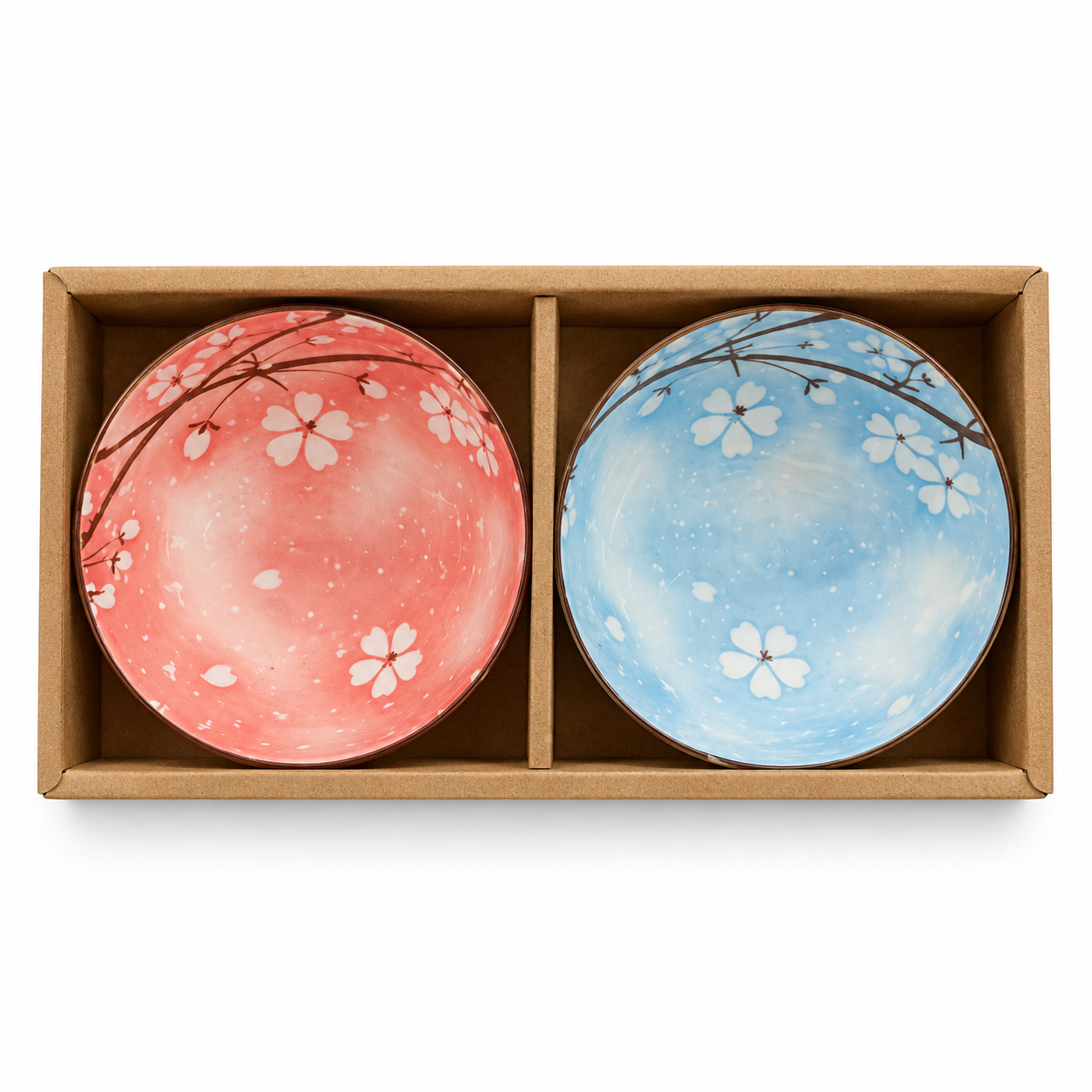 Pink & Blue Cherry Blossom Bowl Set – 2 PCS
