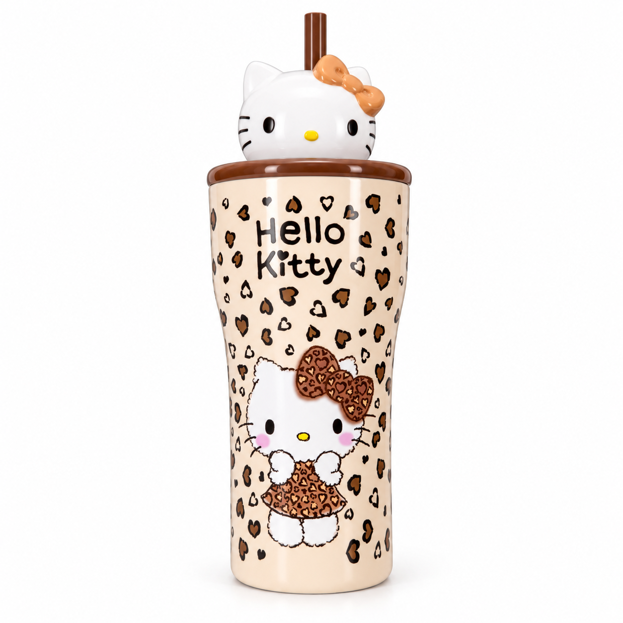 Hello Kitty Leopard Print Straw Tumbler