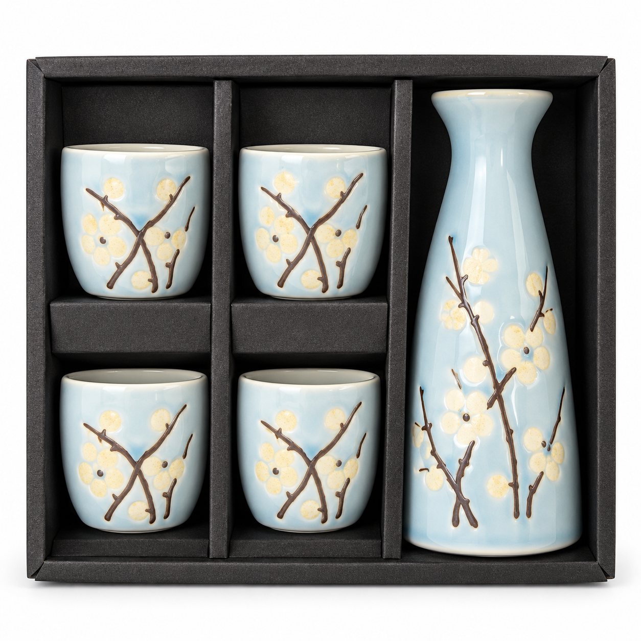 Sky Blue Plum Blossom Sake Set – 5PCS