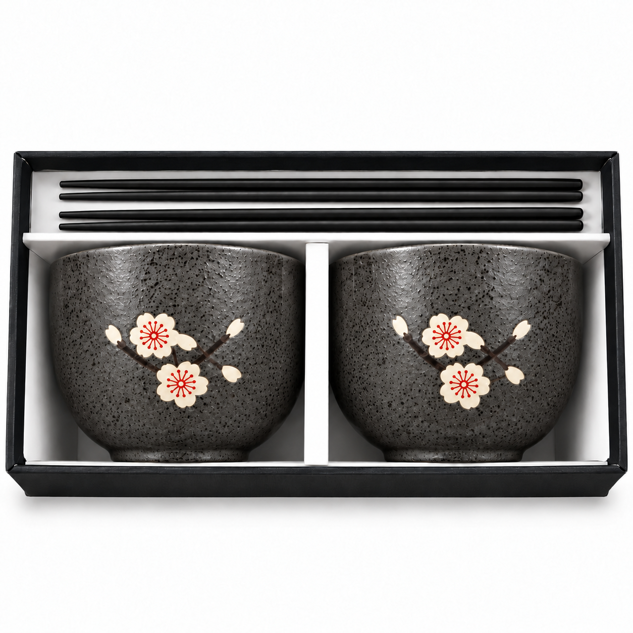 Charcoal Blossom Bowl & Chopstick Set