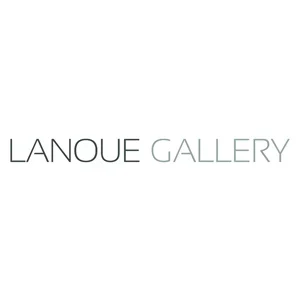 Lanoue Gallery logo with black text on a white background